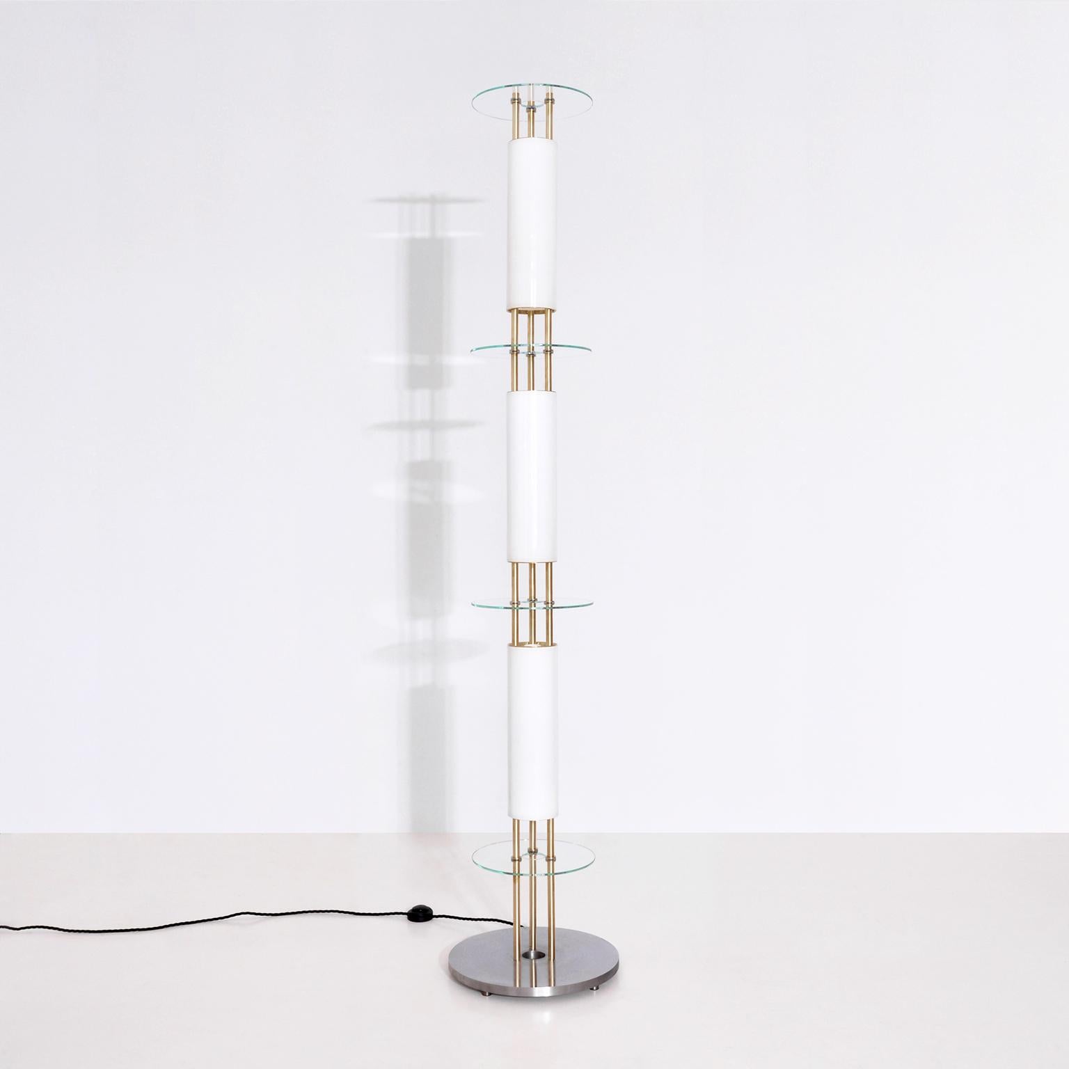 German Modern Contemporary Customizable Sculptural Floor Lamp with Opal Glass Cylinders