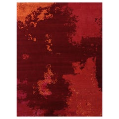 Modern Contemporary Design Rug in Wool and Silk 'Red Atlas' by Amir ...