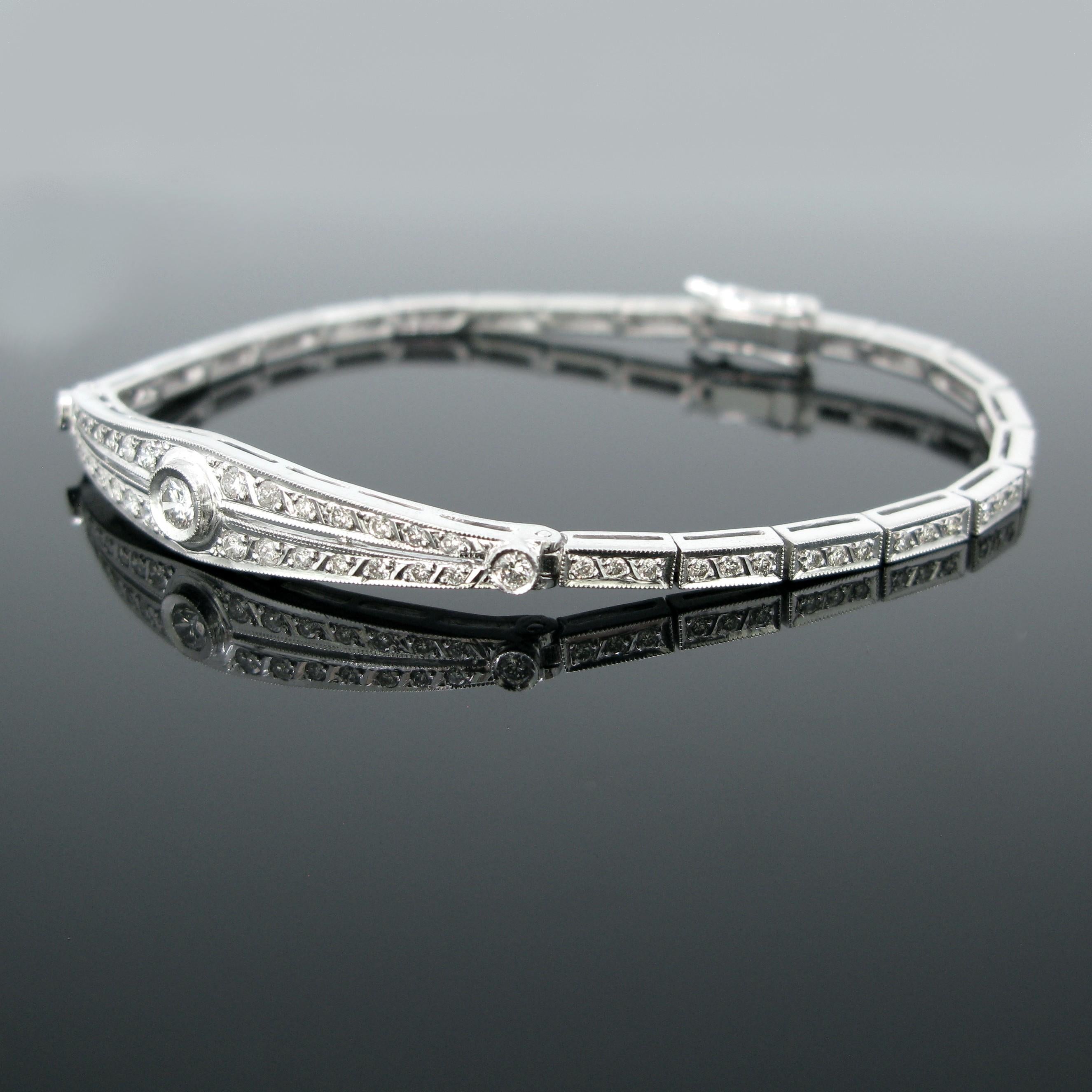 Modern Contemporary Diamond Line White Gold Bracelet 1