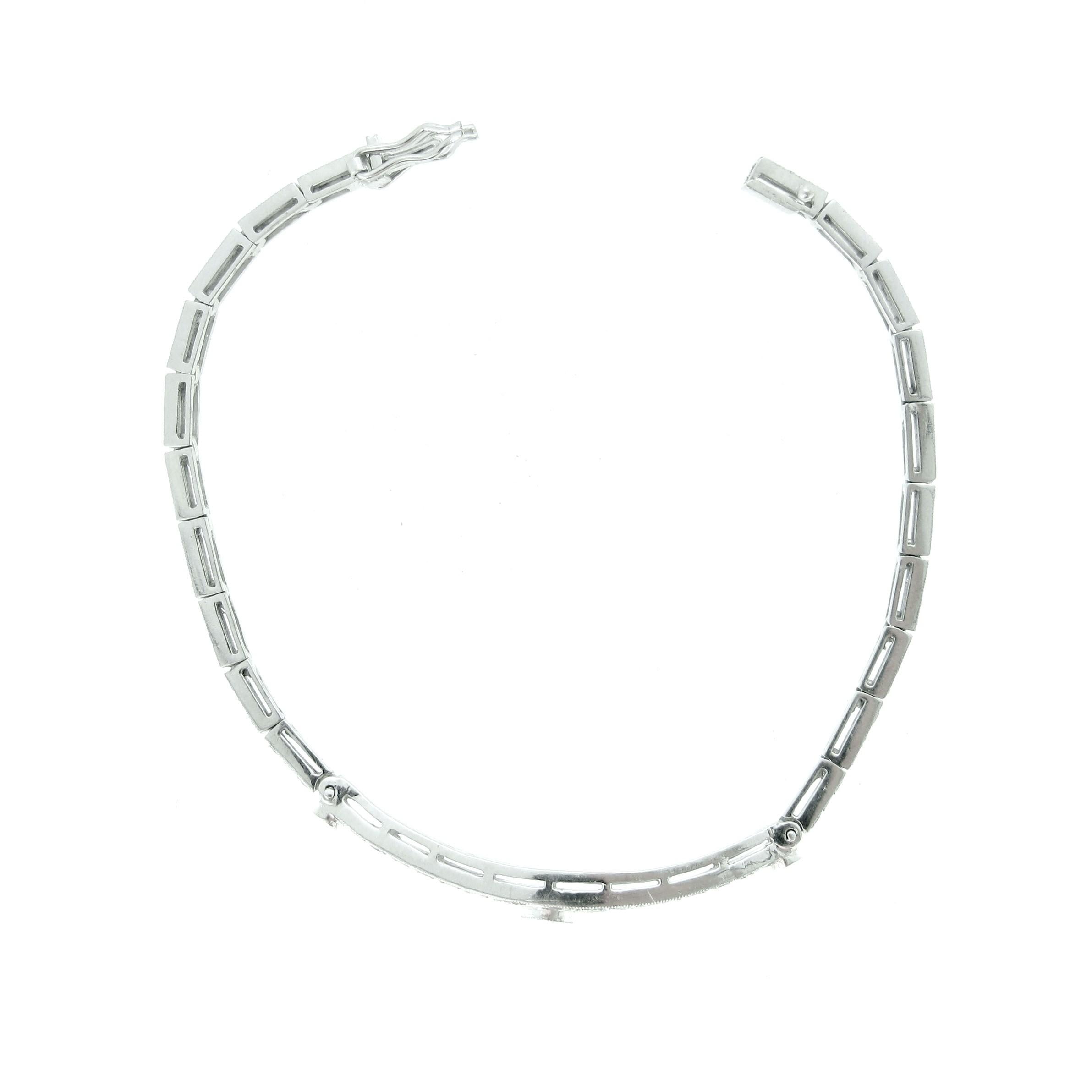 Modern Contemporary Diamond Line White Gold Bracelet 3