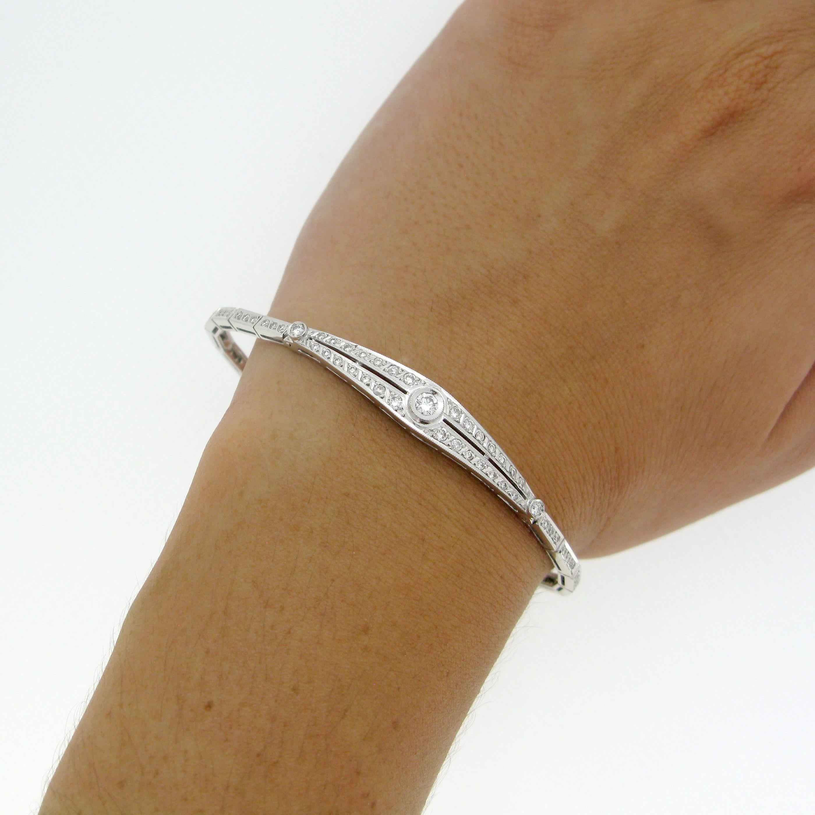 Modern Contemporary Diamond Line White Gold Bracelet 4