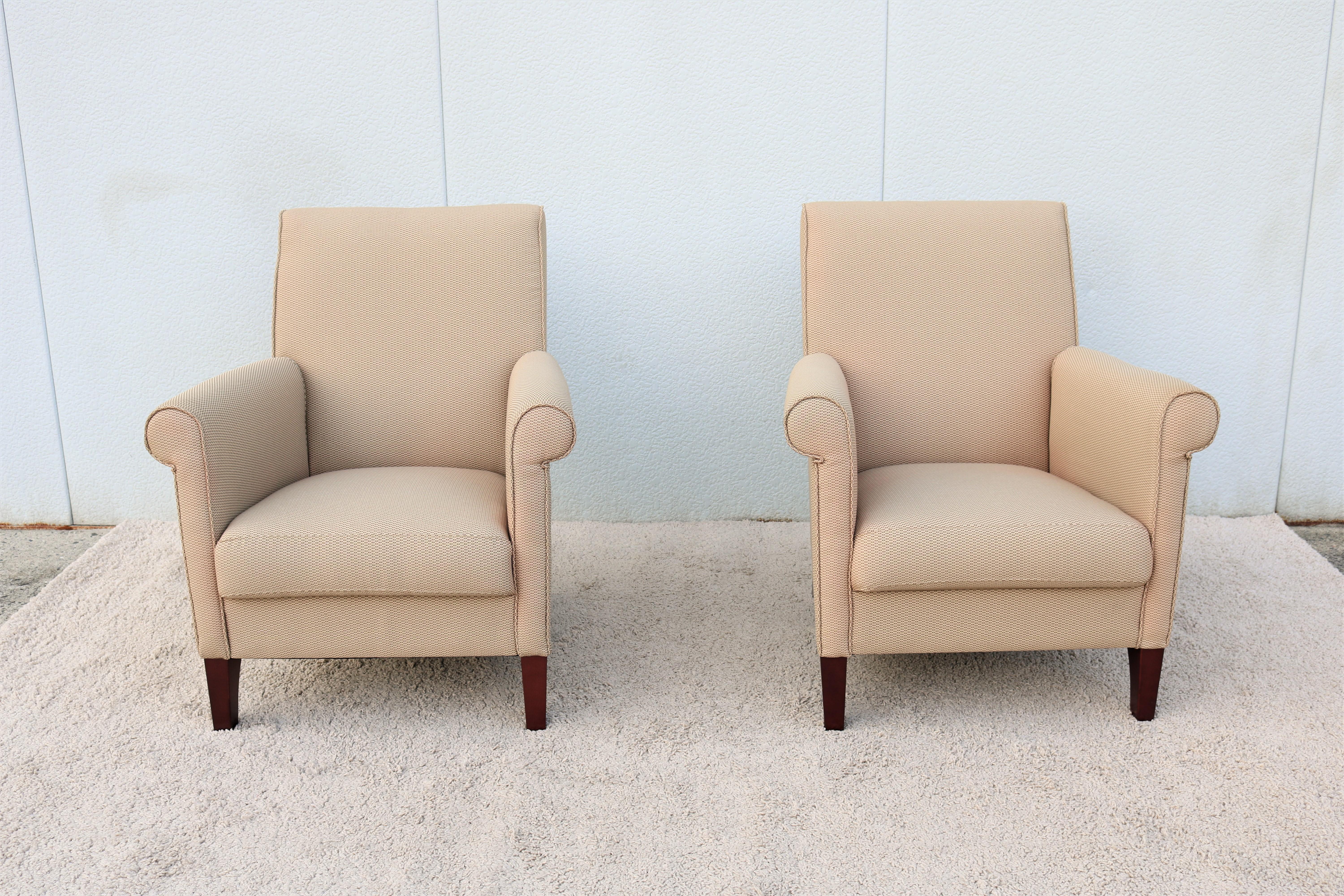 Fabric Modern Contemporary Edgar Reuter for Coalesse Khaki Pasio Lounge Chairs, a Pair For Sale