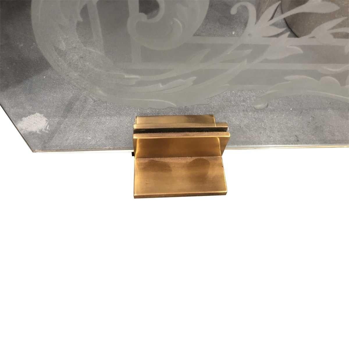 Other Modern Contemporary Etched and Scalloped Fireplace Screen Brass Stands