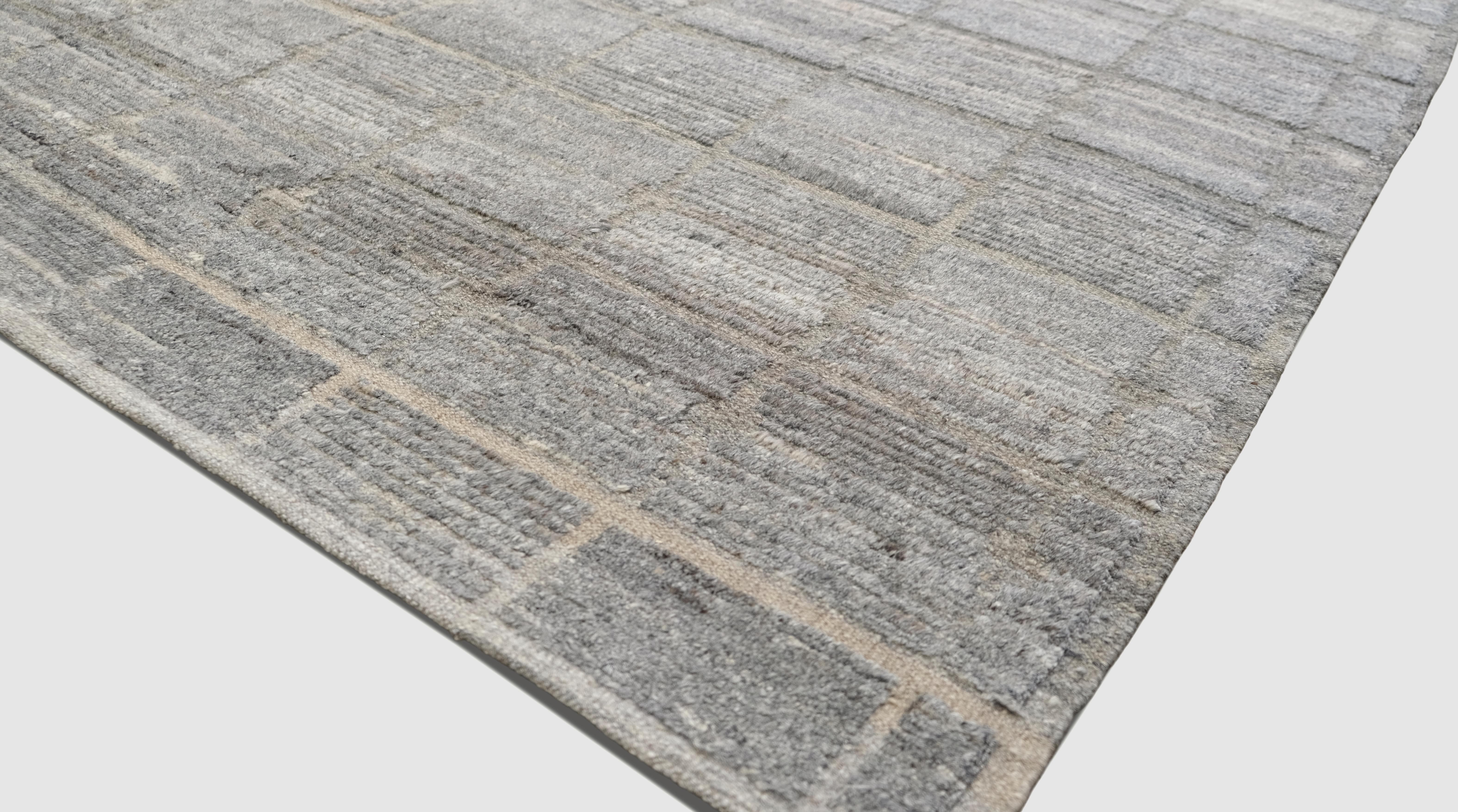 Moderner Contemporary Gray Brown Handgeknüpfter Wollteppich 12'x15' im Zustand „Neu“ im Angebot in Torrance, CA