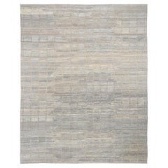 Modern Contemporary Gray Brown Hand-Knotted Wool Rug 12'x15'