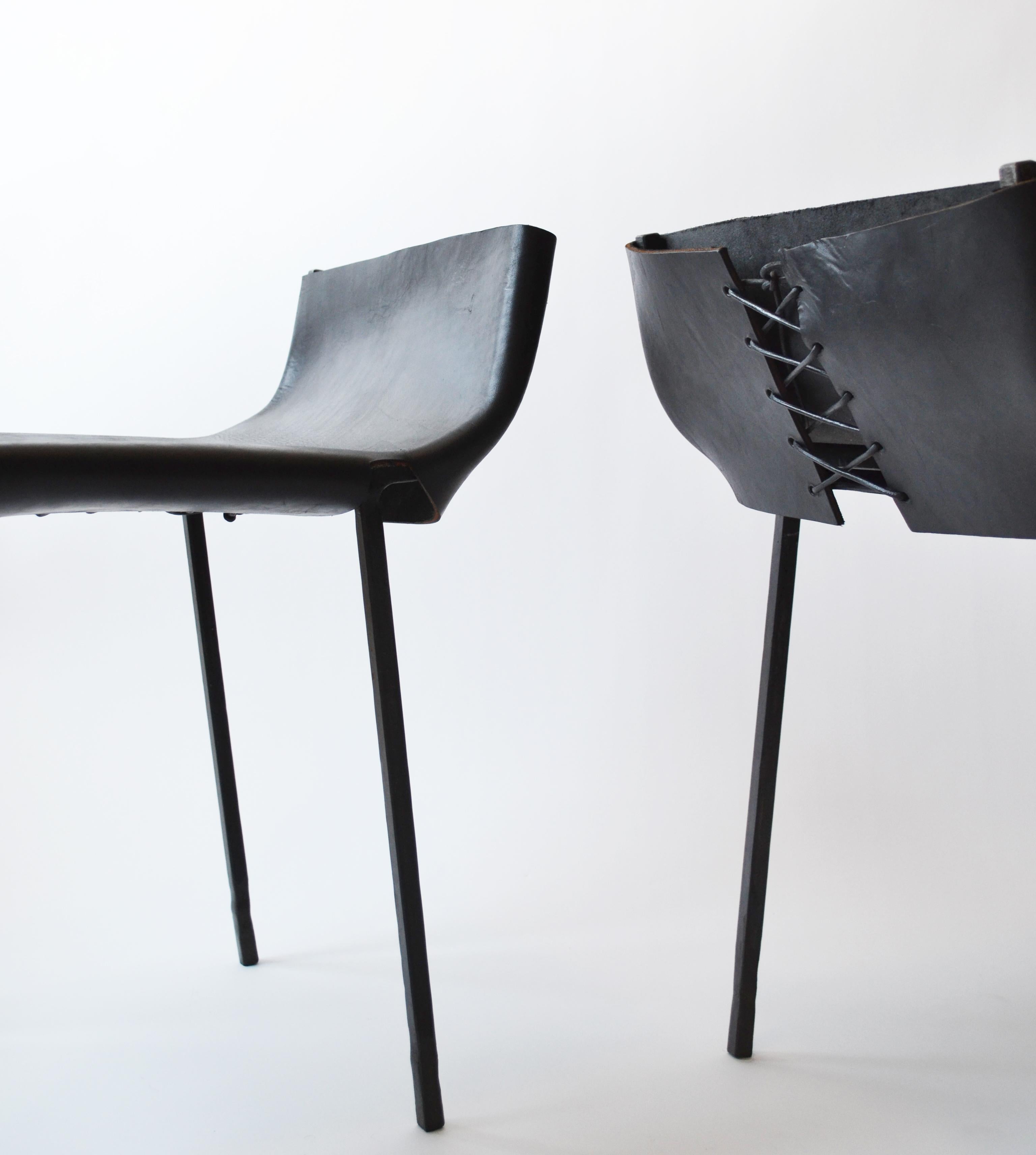 CHAIR NO. 1 
J.M. Szymanski
d. 2018

Inspired by a Spanish toreador, this sleek combination of blackened steel and thick bull leather. Can be modified to any seat height. 

Custom sizes available. Made in the Bronx, New York, USA.

Our products are