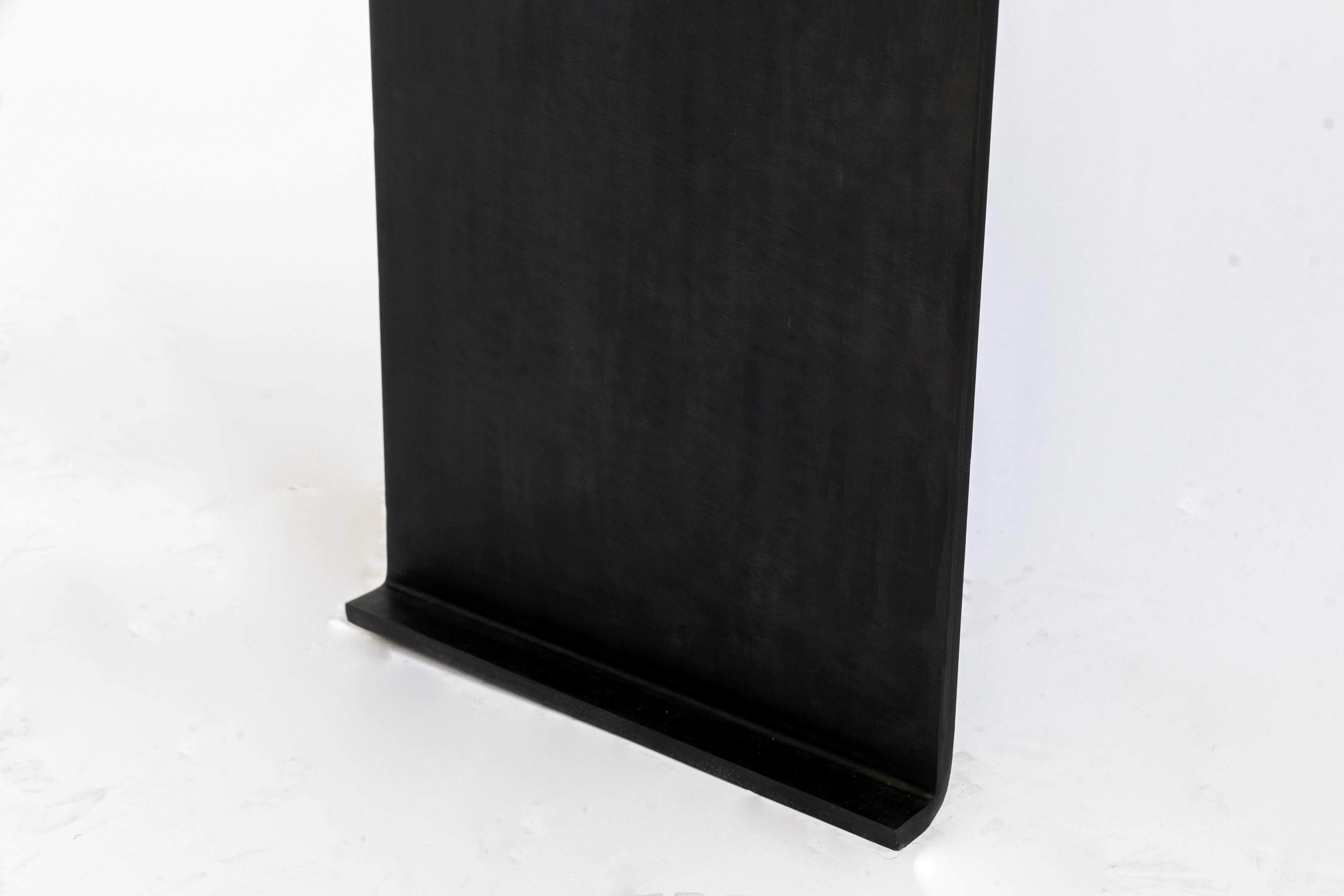 Cast Console w/ Singular Mount Peg Modern Levered Waterfall Floating Blackened Steel For Sale