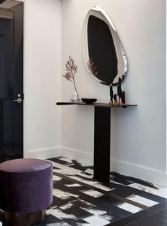 Console w/ Singular Mount Peg Modern Levered Waterfall Floating Blackened Steel