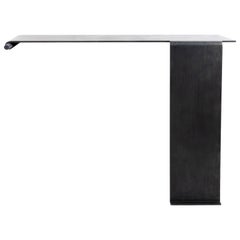 Retro Console w/ Singular Mount Peg Modern Levered Waterfall Floating Blackened Steel