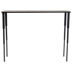 Console Entry Table Modern Tapered Legs Contemp Hand-Sculpted Carved Black Iron