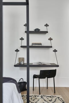 Counter/Bar Stool Modern/Contemporary Corset Tie Blackened Steel and Leather