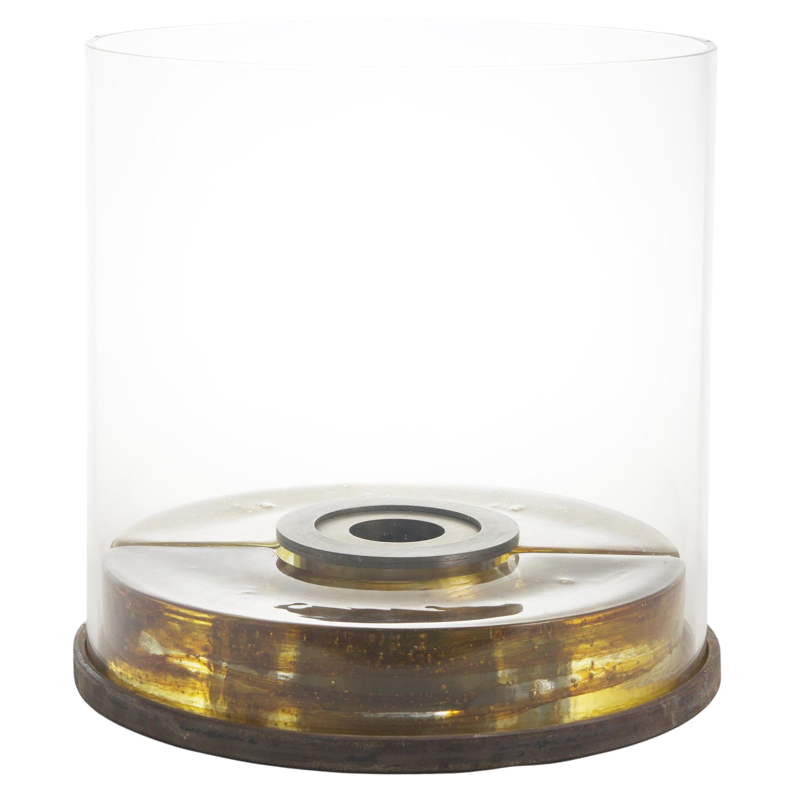 Modern Contemporary Japanese Minimalist LAAB Kaze Bio Fireplace Gold Glass Metal For Sale