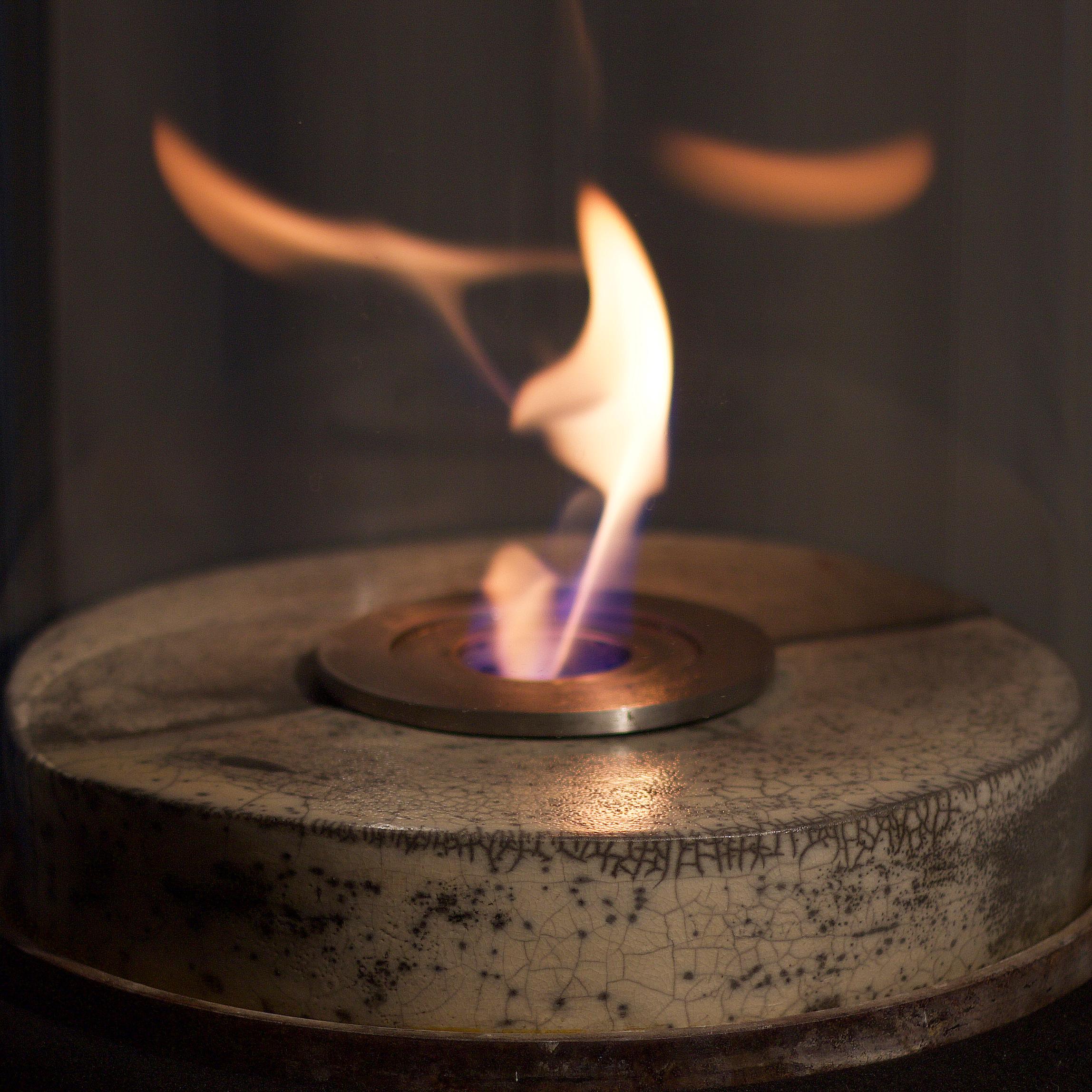 Metalwork Modern Contemporary Japanese Minimalist LAAB Kaze Bio Fireplace Air Glass Metal For Sale