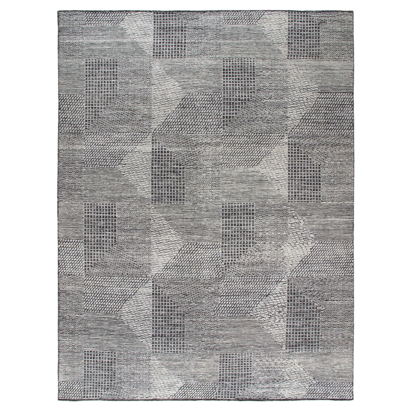 Modern Contemporary Mosaic Geometric Handknotted Rug