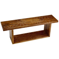 Modern Contemporary Nail Inlay Bench No. 301 by Peter Sandback  walnut, nails