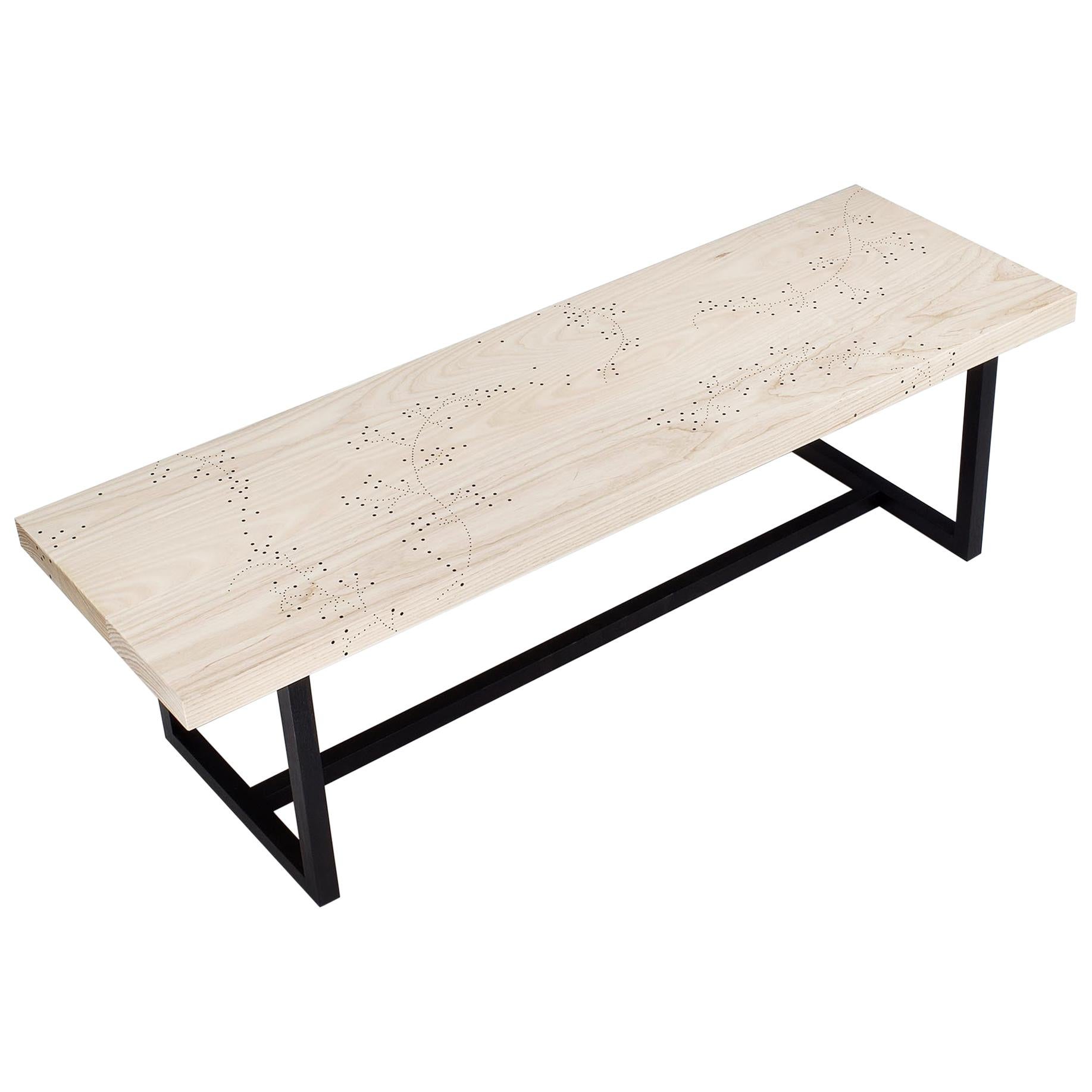 Modern Contemporary Nail Inlay Bench No. 307 by Peter Sandback ash, pvc For Sale