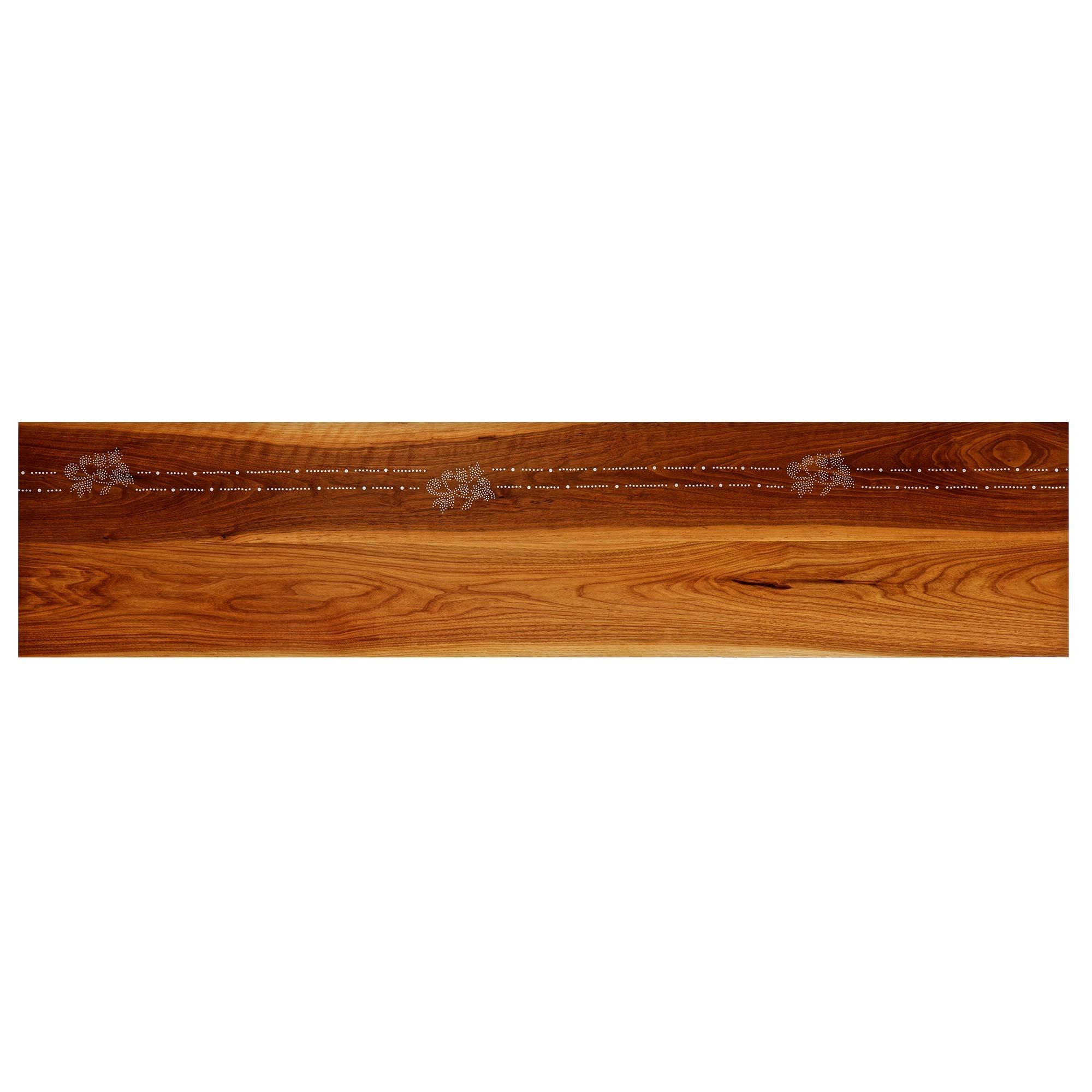 Modern contemporary nail inlay bench no. 401 by Peter Sandback. 
Bleached walnut, waxed steel, nails 
Measures: 15.5