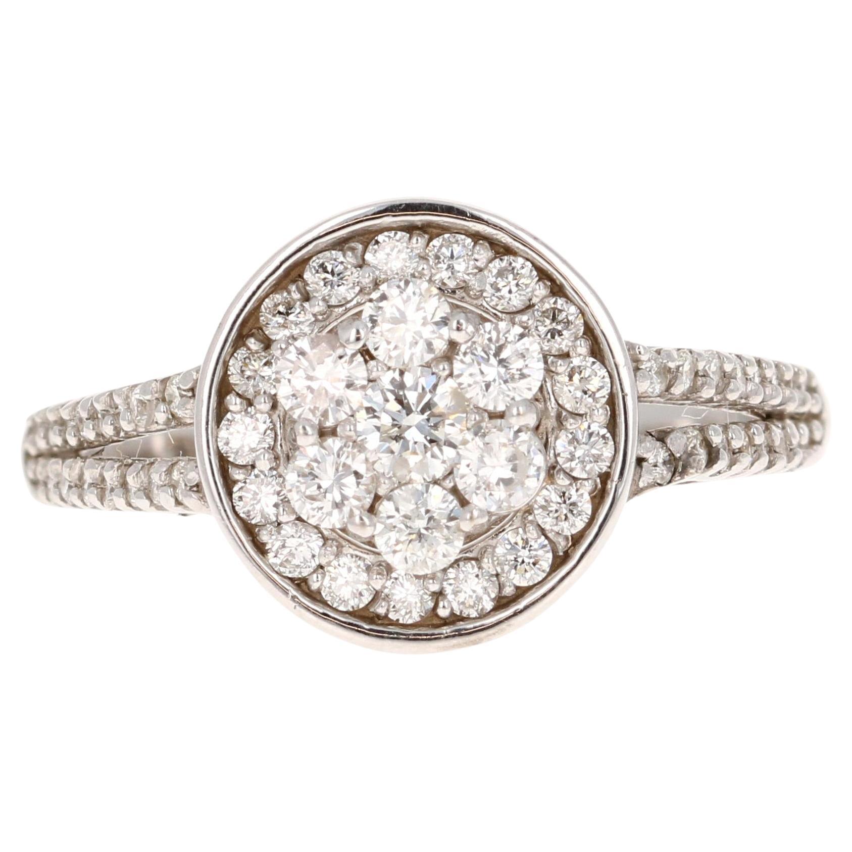 Modern Contemporary Natural Diamond 0.60 Carat White Gold Engagement Ring