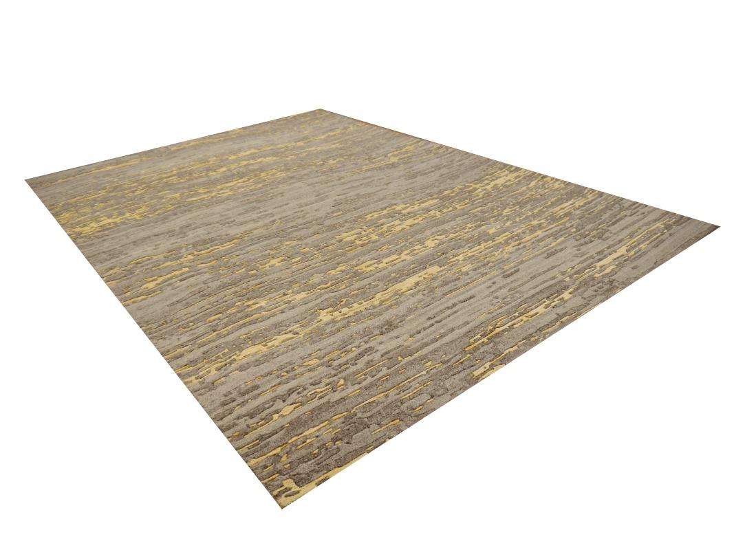 Indian Modern Contemporary Rug Art Grey Wool hand-knotted Djoharian Collection For Sale
