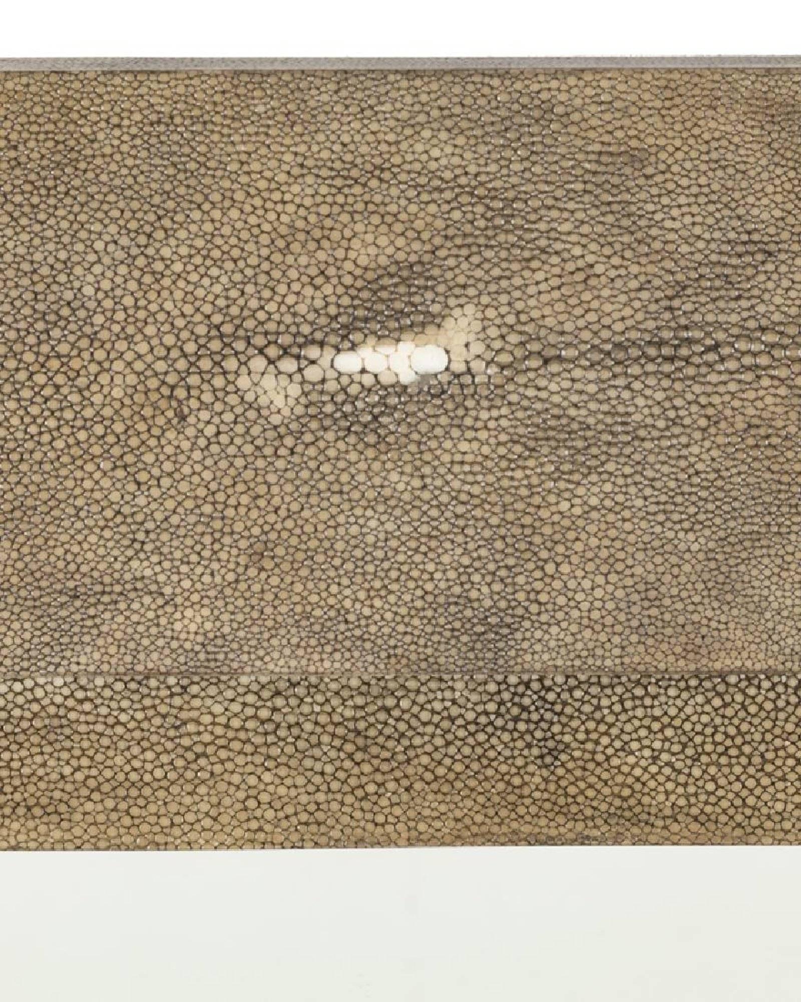 Modern Contemporary R&Y Augousti ''Taupe Shagreen'' Ray Skin Mirror In Excellent Condition In Pasadena, CA