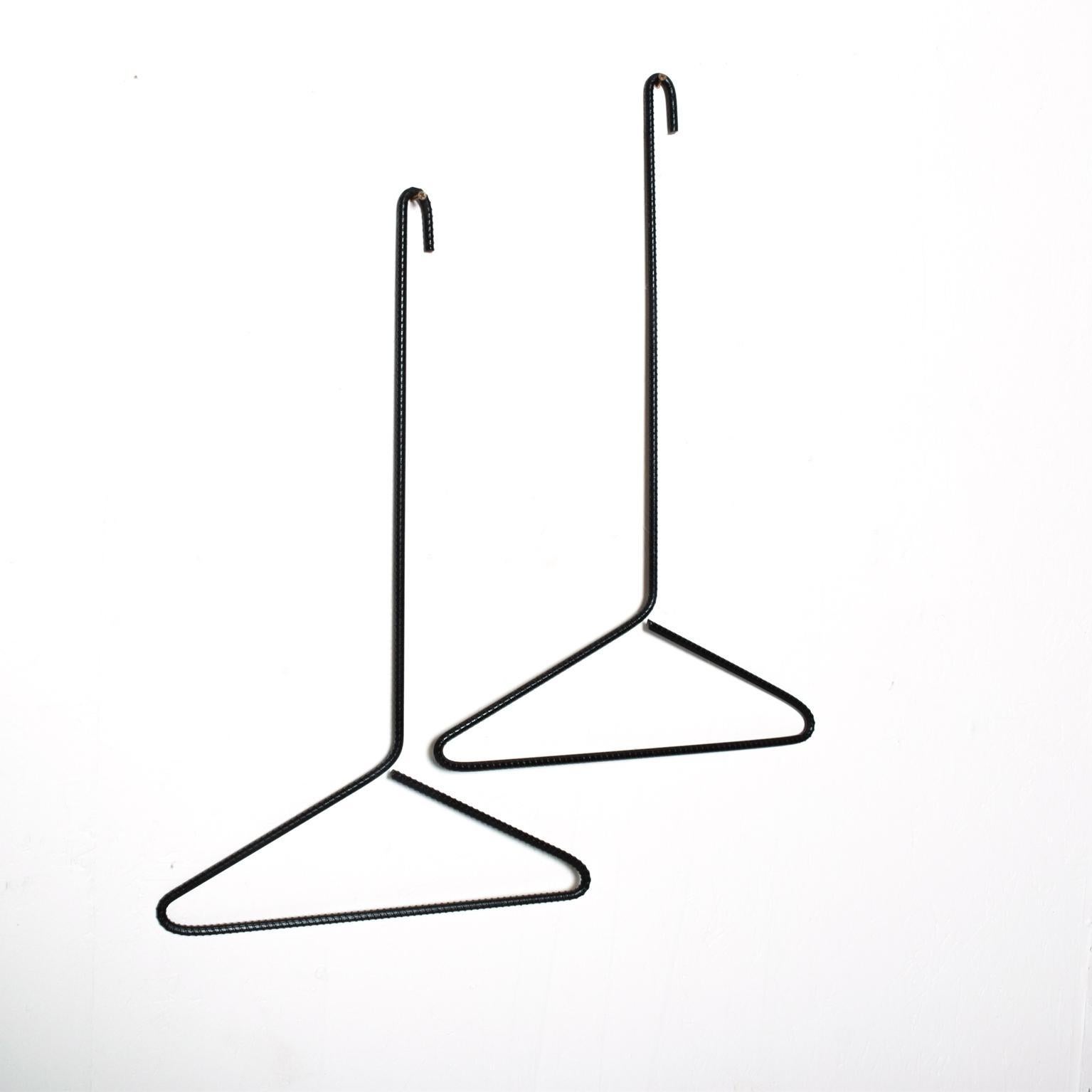 American Pair of Modern Coat Hangers Satin Black Sculptural Iron by Pablo Romo Ambianic