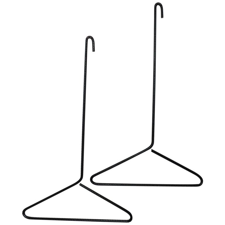 Pair of Modern Coat Hangers Satin Black Sculptural Iron by Pablo Romo