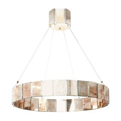 Lampada a sospensione contemporanea RING 80 di Sabrina in vetro argentato