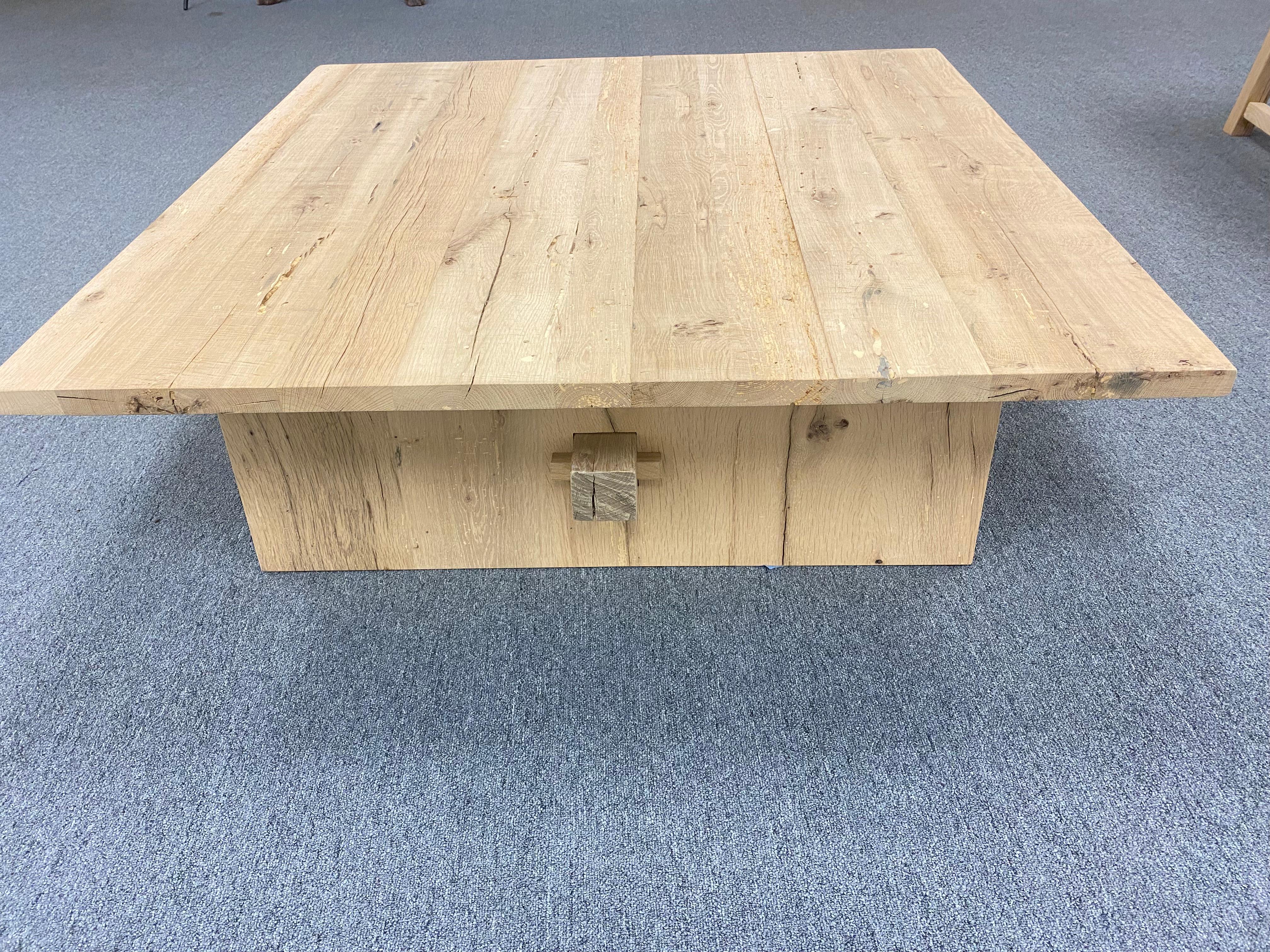 Wood Modern Solid White Oak Handmade Center Table by Fortunata Design For Sale