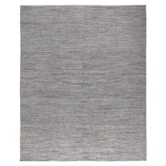 Modern Contemporary Textural Relief Grey Wool Rug