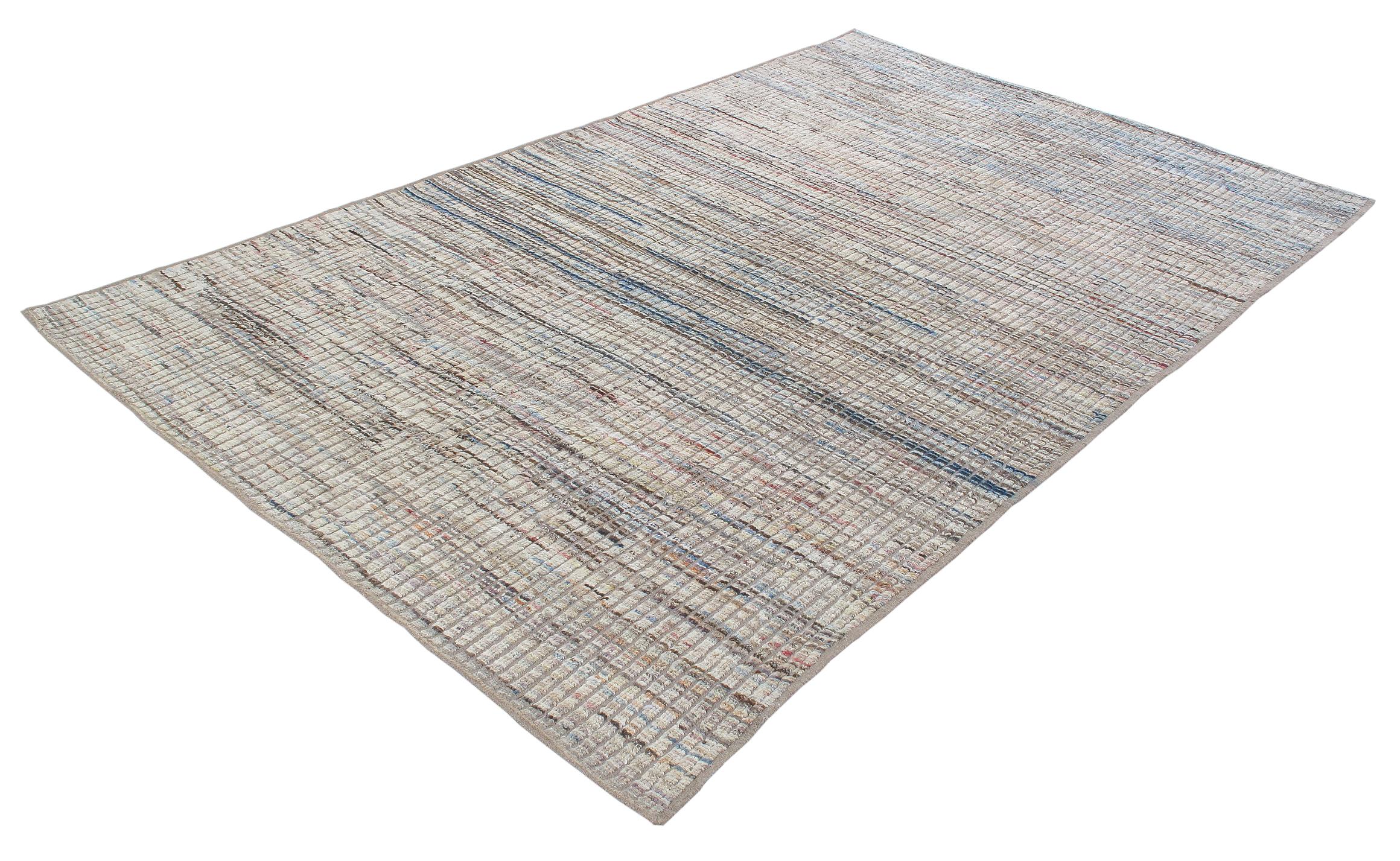 Hand-Knotted Modern Contemporary Textural Rug  For Sale