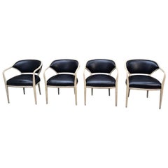 Modern Contemporary Textured Barrel Back Dining Armchairs – 4
