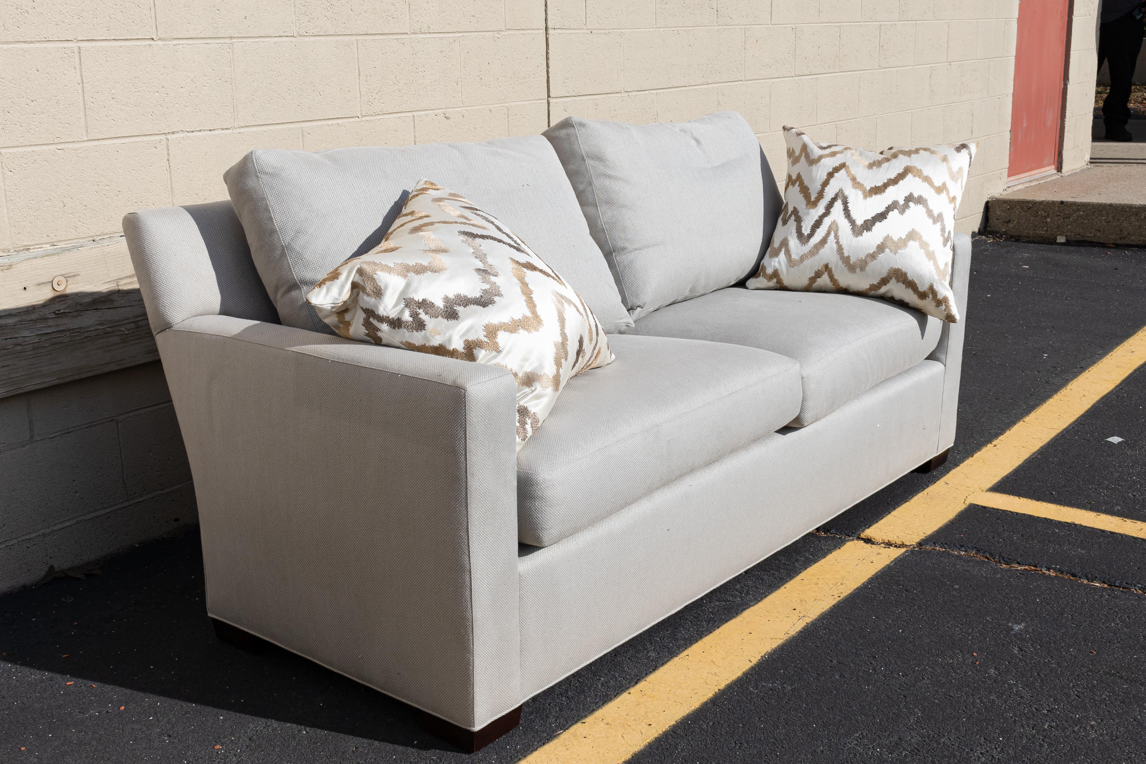 Modern Contemporary Transitional Baker Sofa Grey Cotton Linen 2