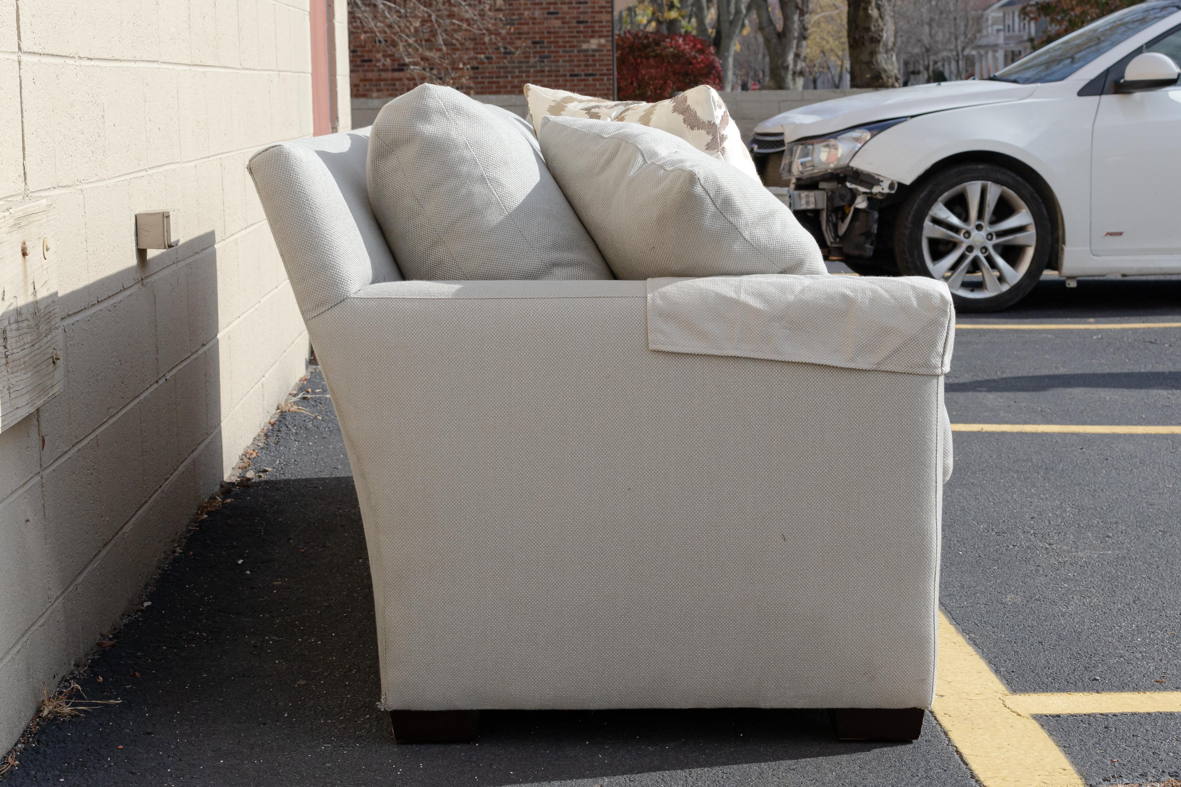 Modern Contemporary Transitional Baker Sofa Grey Cotton Linen 4