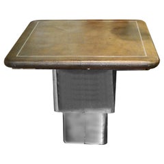 Modern Convertible Shagreen & Chrome Coffee or Dining Table