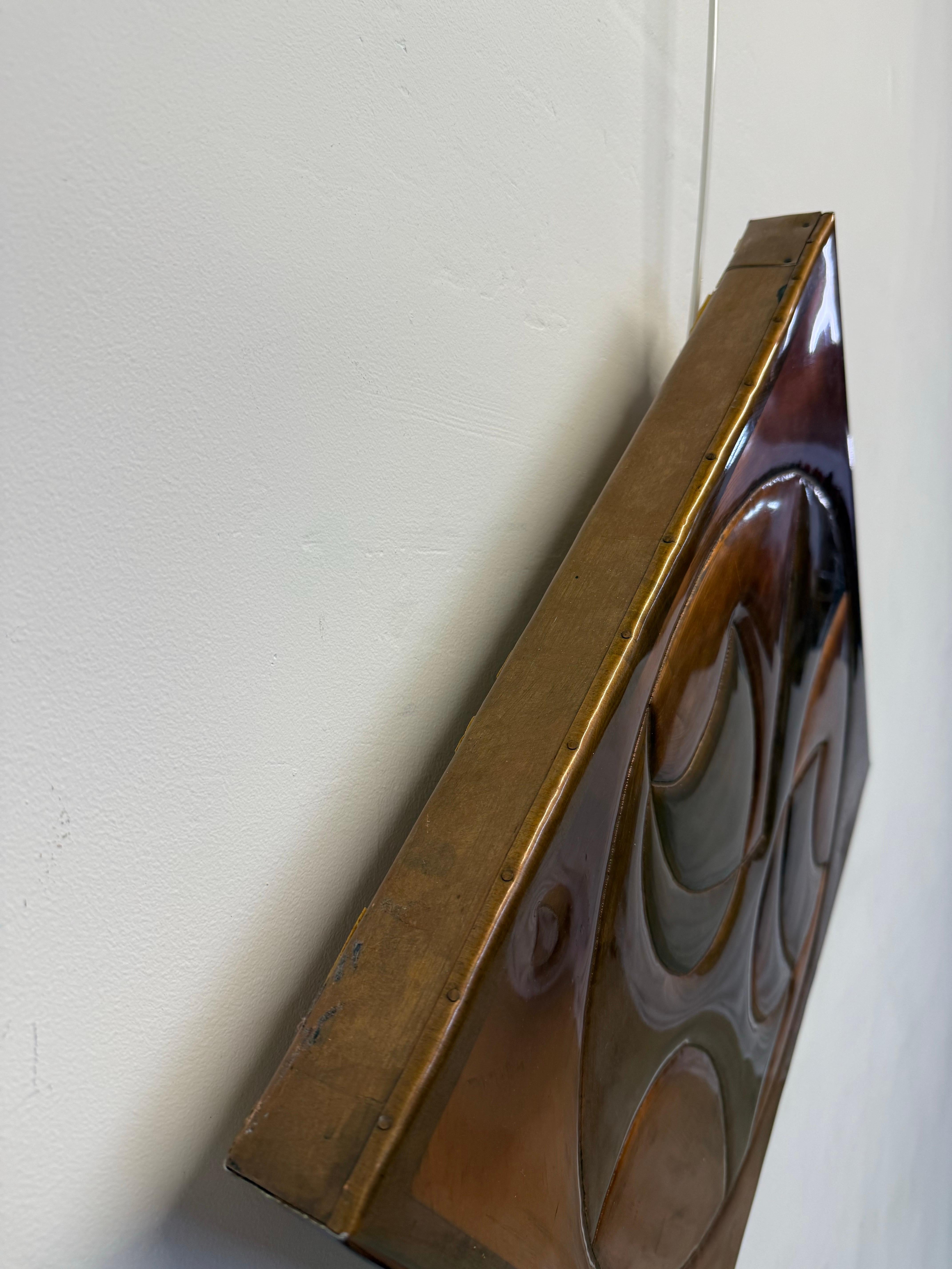 20ième siècle Modernity Copper Abstract Wall Art Sculpture Signed Green '77 en vente