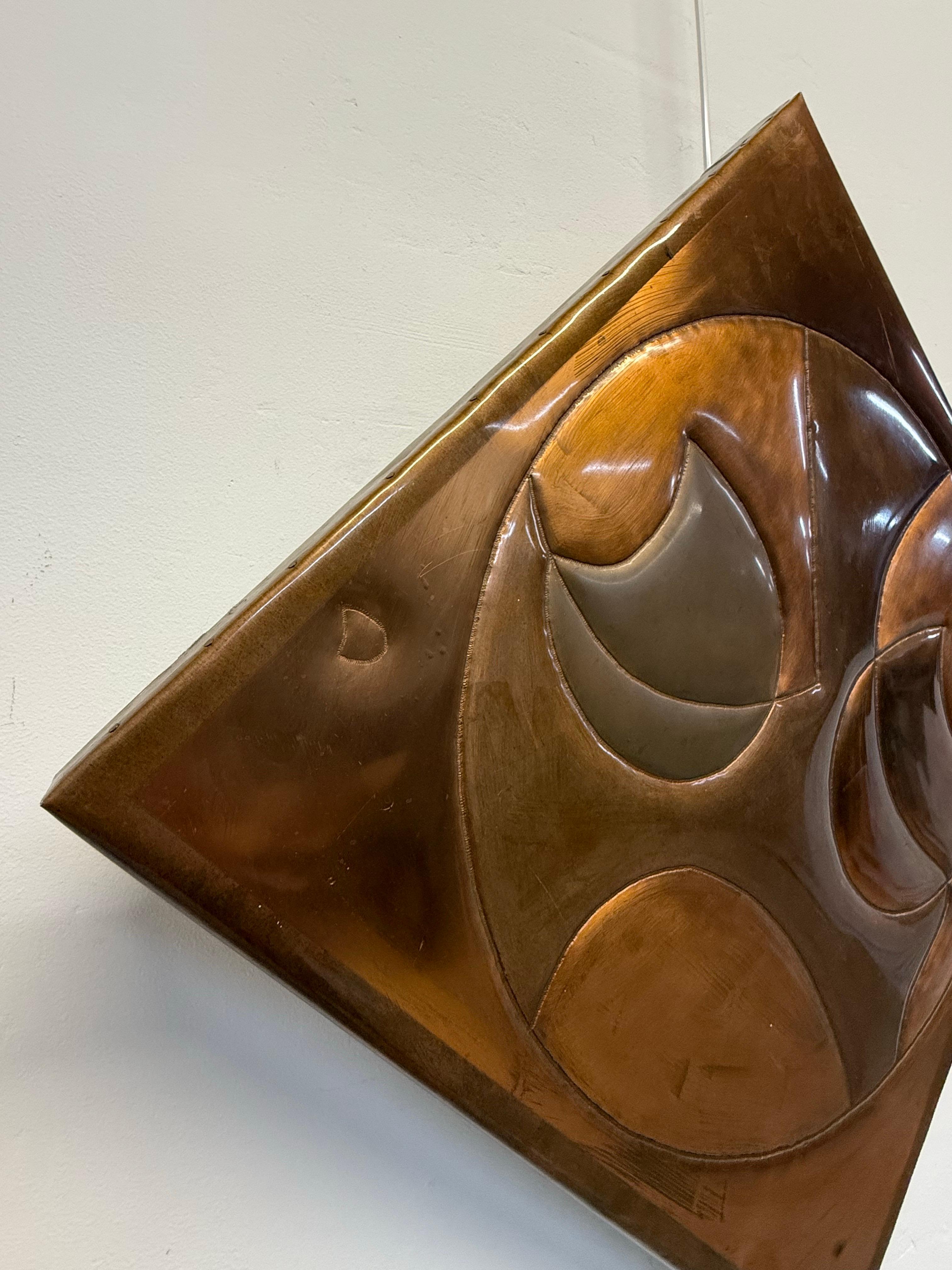 Modernity Copper Abstract Wall Art Sculpture Signed Green '77 en vente 1