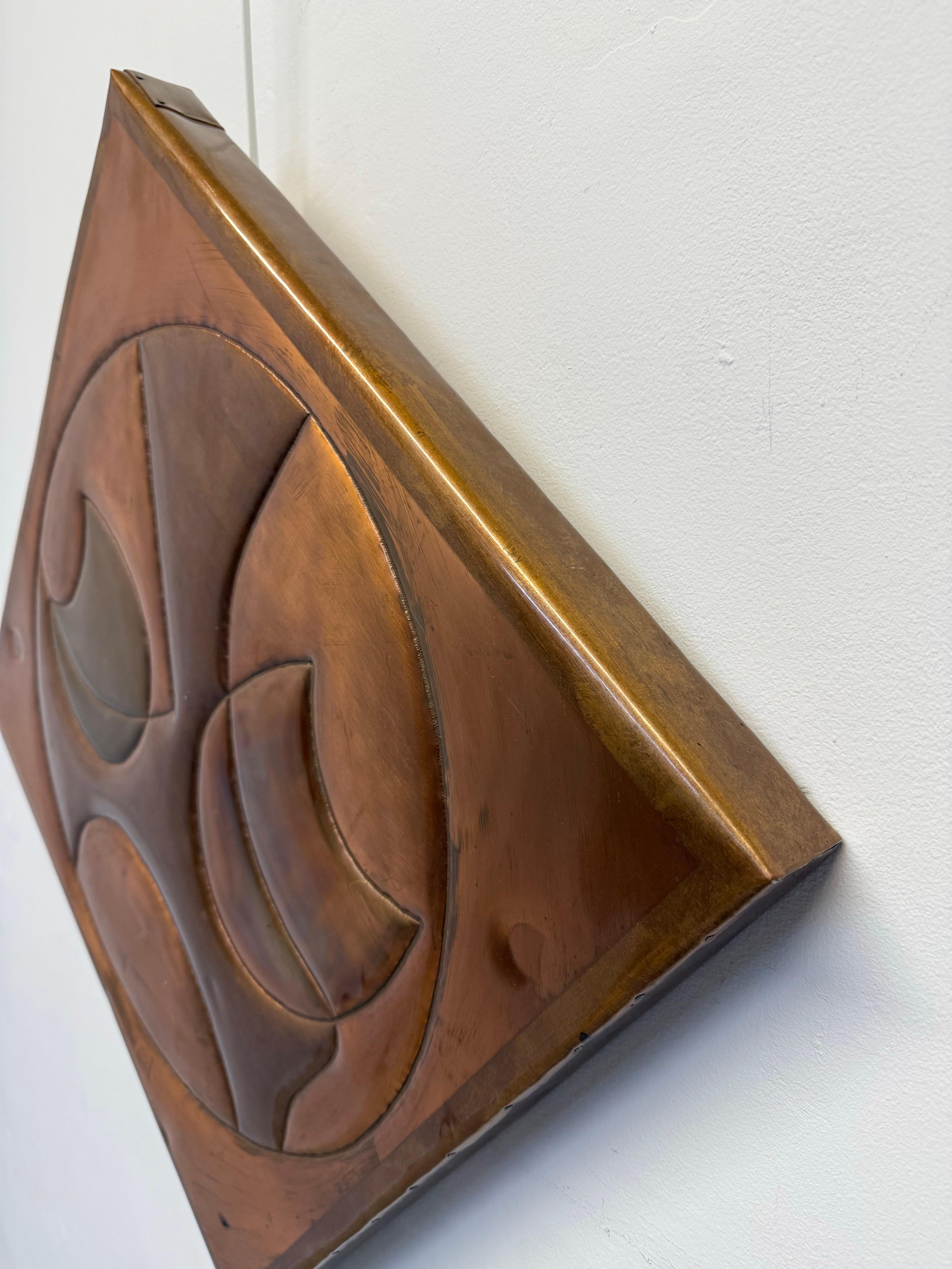 Modernity Copper Abstract Wall Art Sculpture Signed Green '77 en vente 2