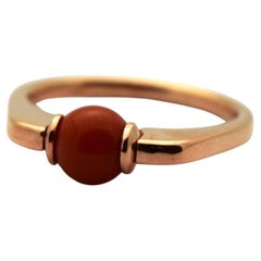 Anello moderno di corallo in oro rosa 18KT Raro corallo naturale non tinto
