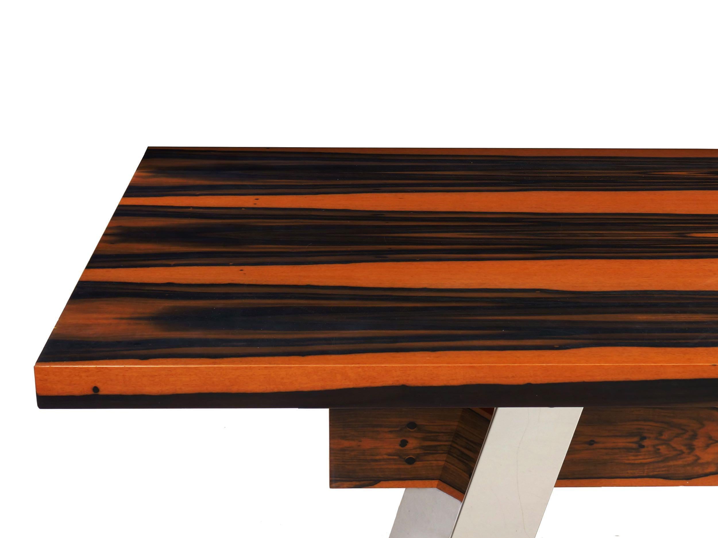 Contemporary Modern Costantini Pietro “Vero” Ebony and Chrome Dining Table, 21st Century For Sale