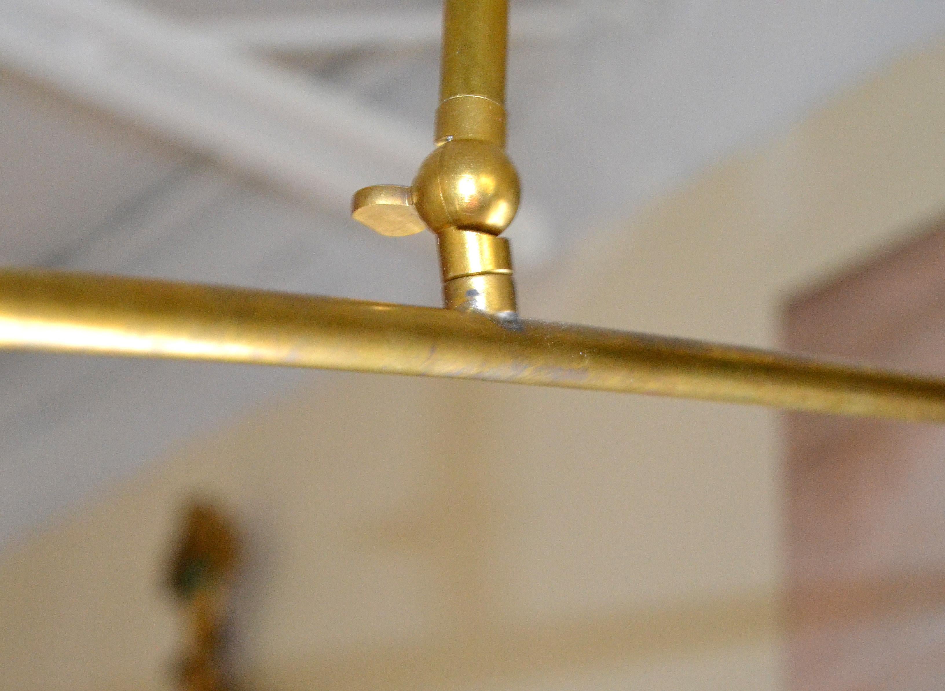 Modern Counter Balanced Brass & Enamel Light Fixture in the Style of Stilnovo For Sale 4