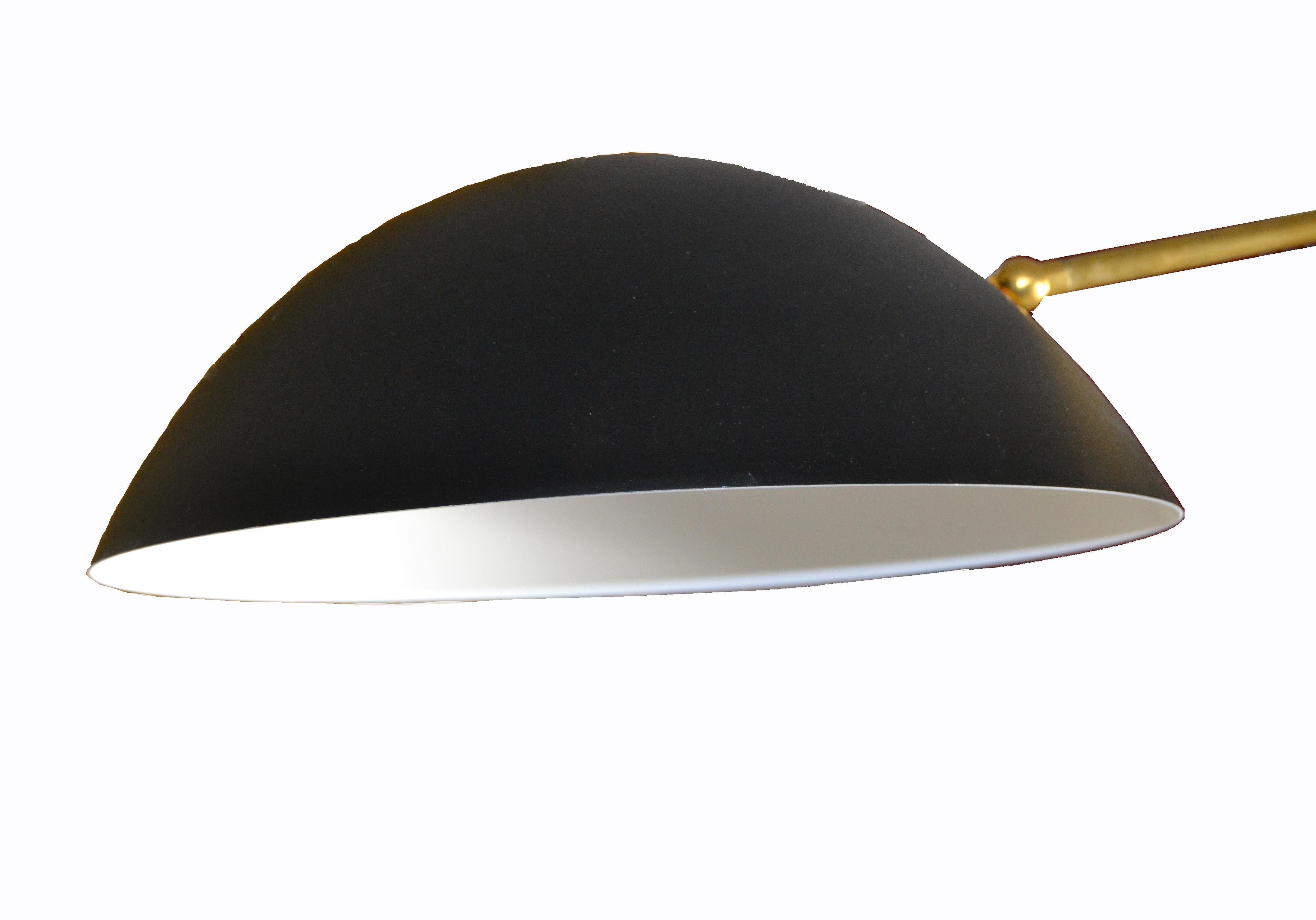 Italian Modern Counter Balanced Brass & Enamel Light Fixture in the Style of Stilnovo For Sale