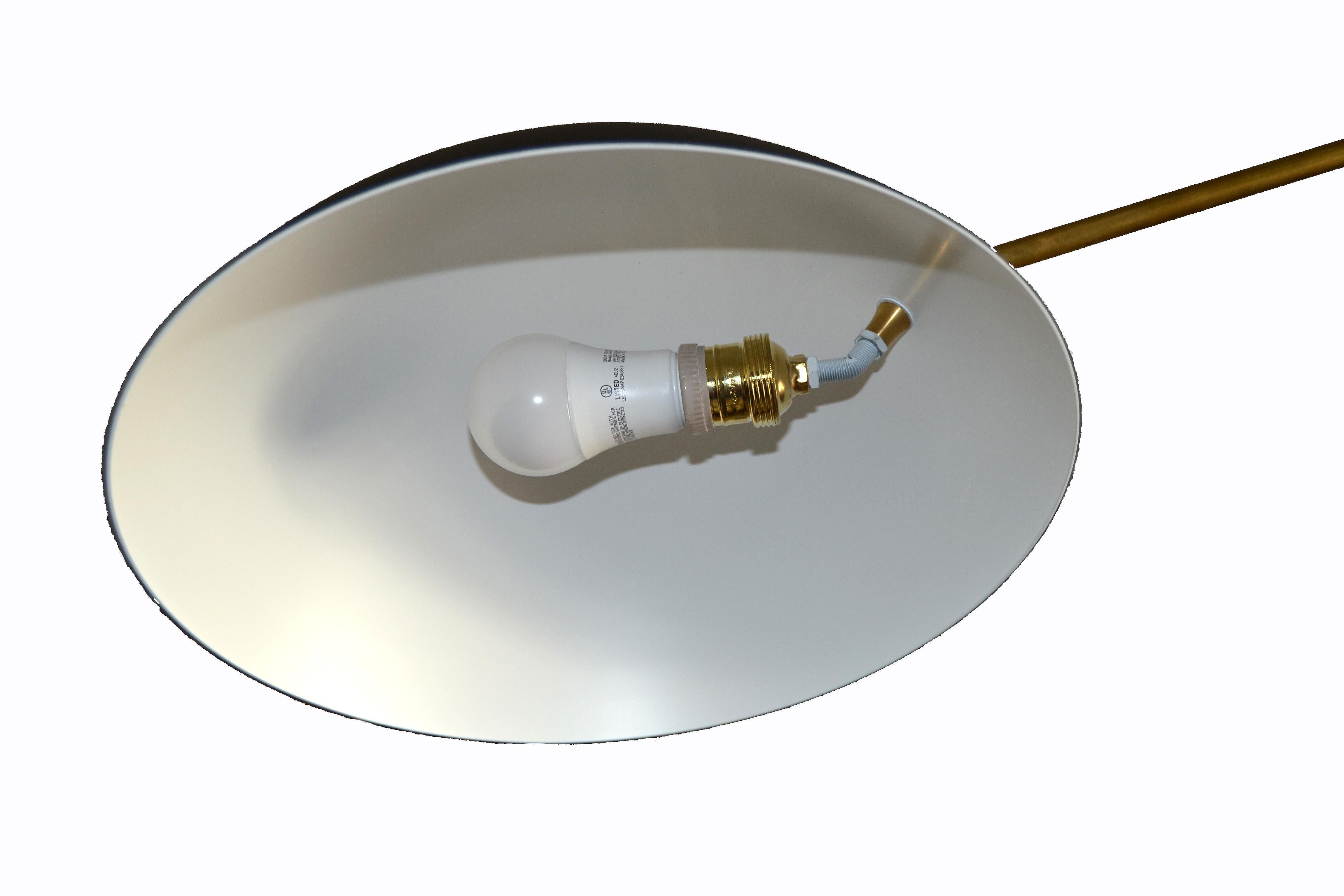 Modern Counter Balanced Brass & Enamel Light Fixture in the Style of Stilnovo In New Condition For Sale In Miami, FL