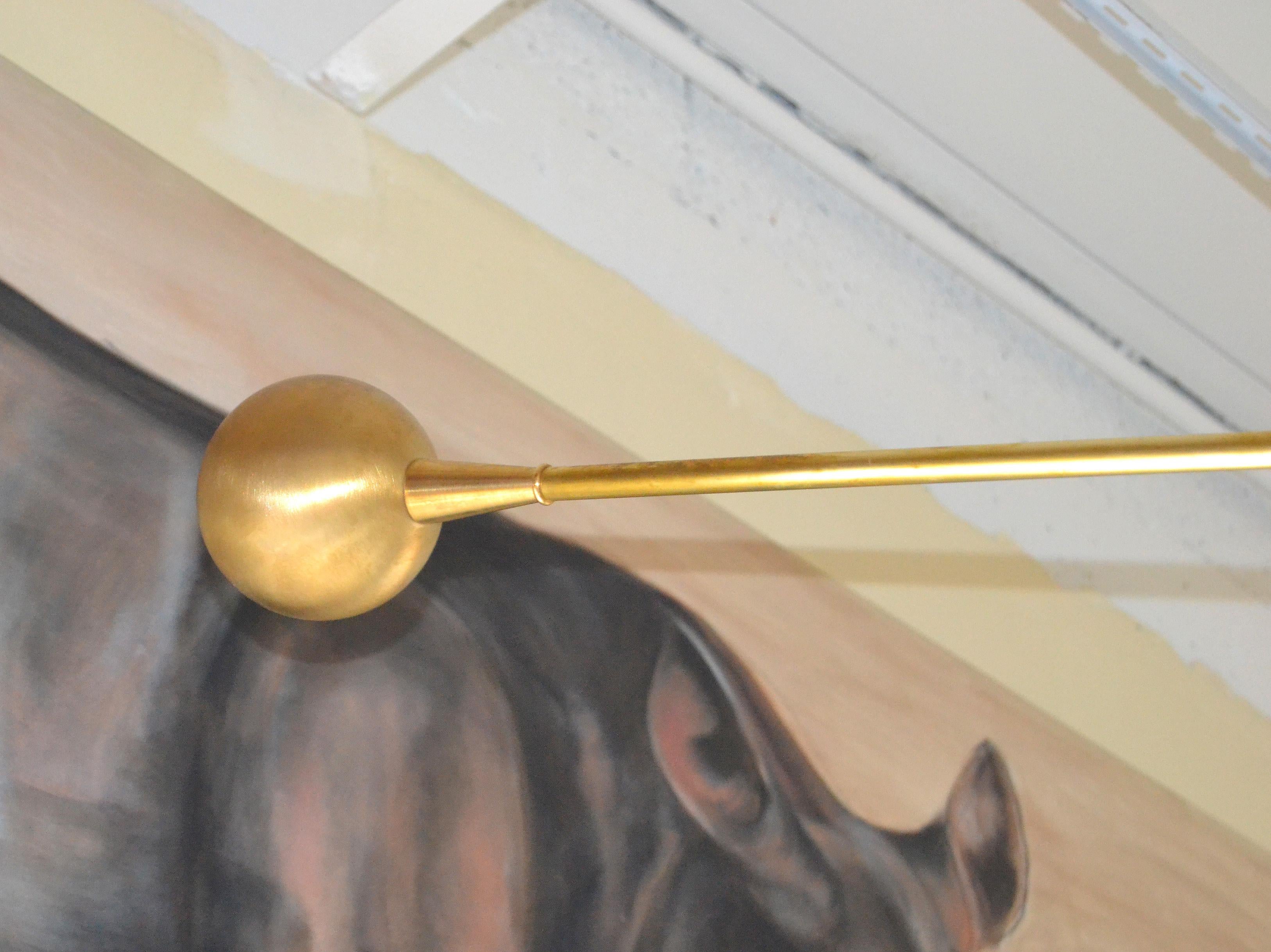 Modern Counter Balanced Brass & Enamel Light Fixture in the Style of Stilnovo For Sale 1