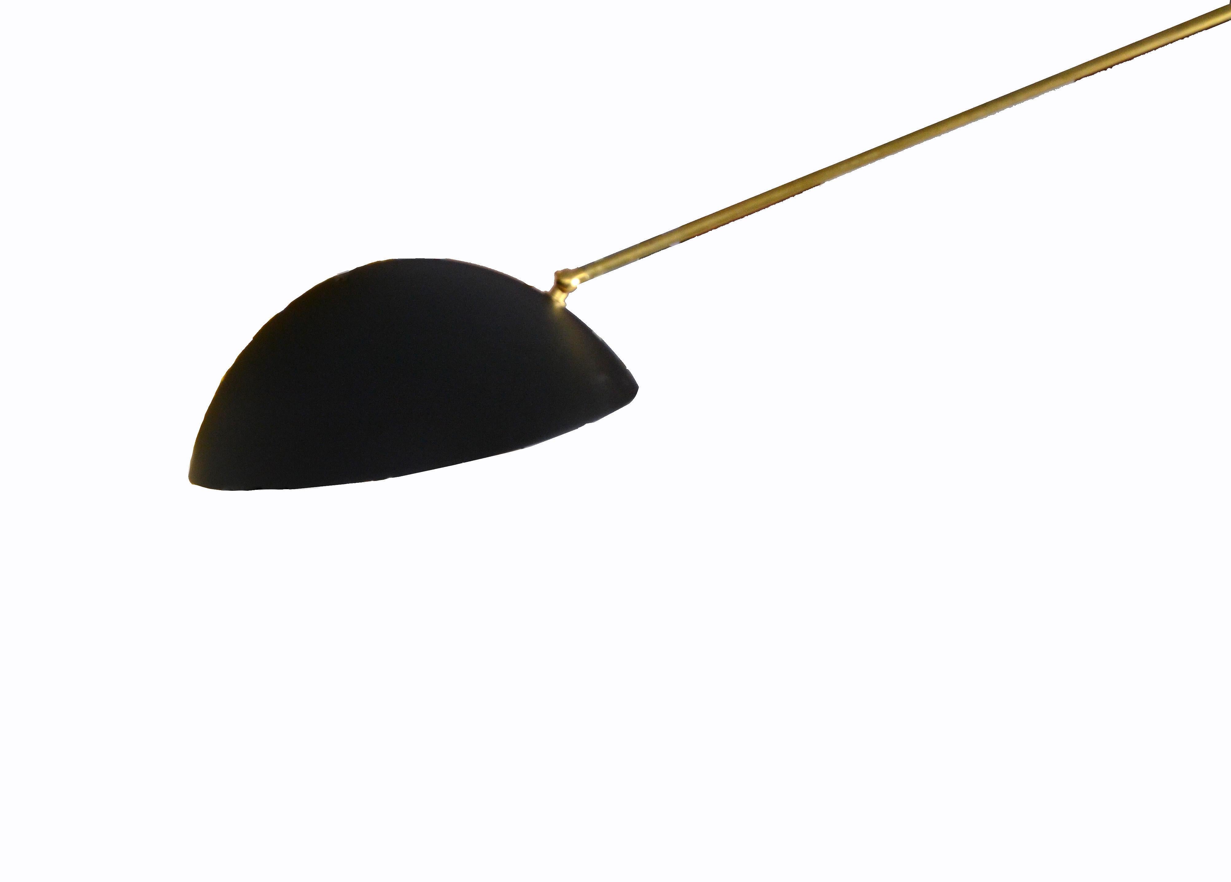 Modern Counter Balanced Brass & Enamel Light Fixture in the Style of Stilnovo For Sale 3