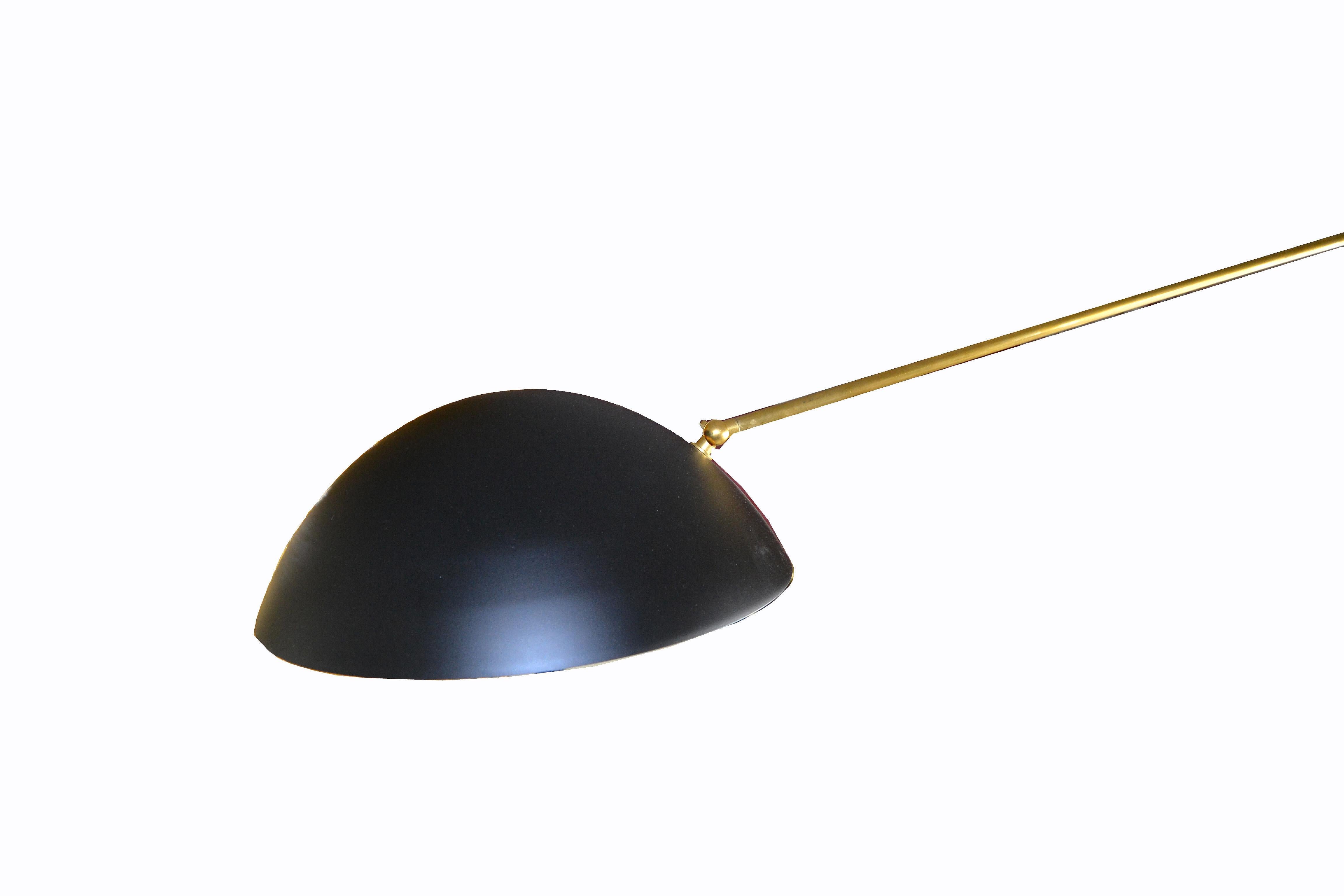 Modern Counter Balanced Brass & Enamel Light Fixture in the Style of Stilnovo For Sale 4