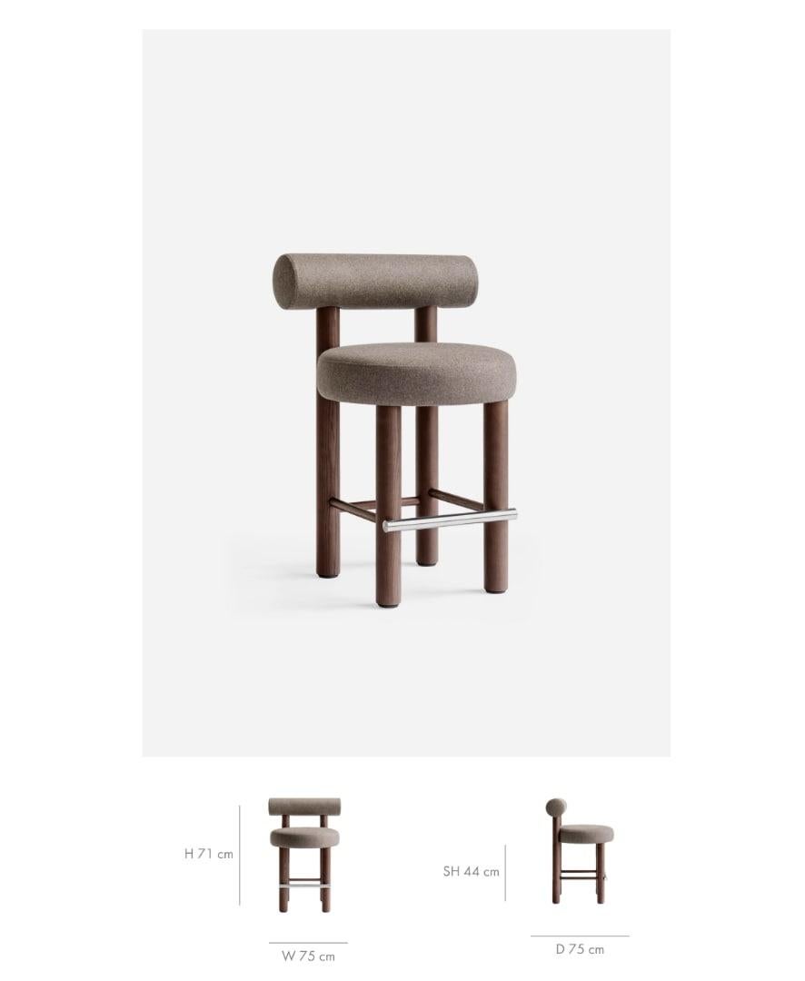 Modern Counter Chair Gropius CS2/65 in Wool Fabric with Wooden Legs by Noom In New Condition For Sale In Paris, FR