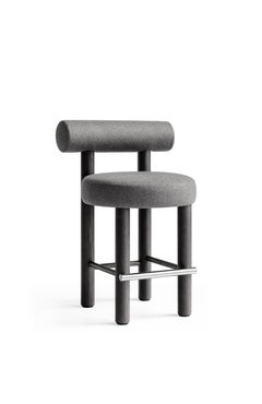 Modern Counter Chair Gropius CS2 / 65cm with Ash Wood Legs in Grey Wool by Noom