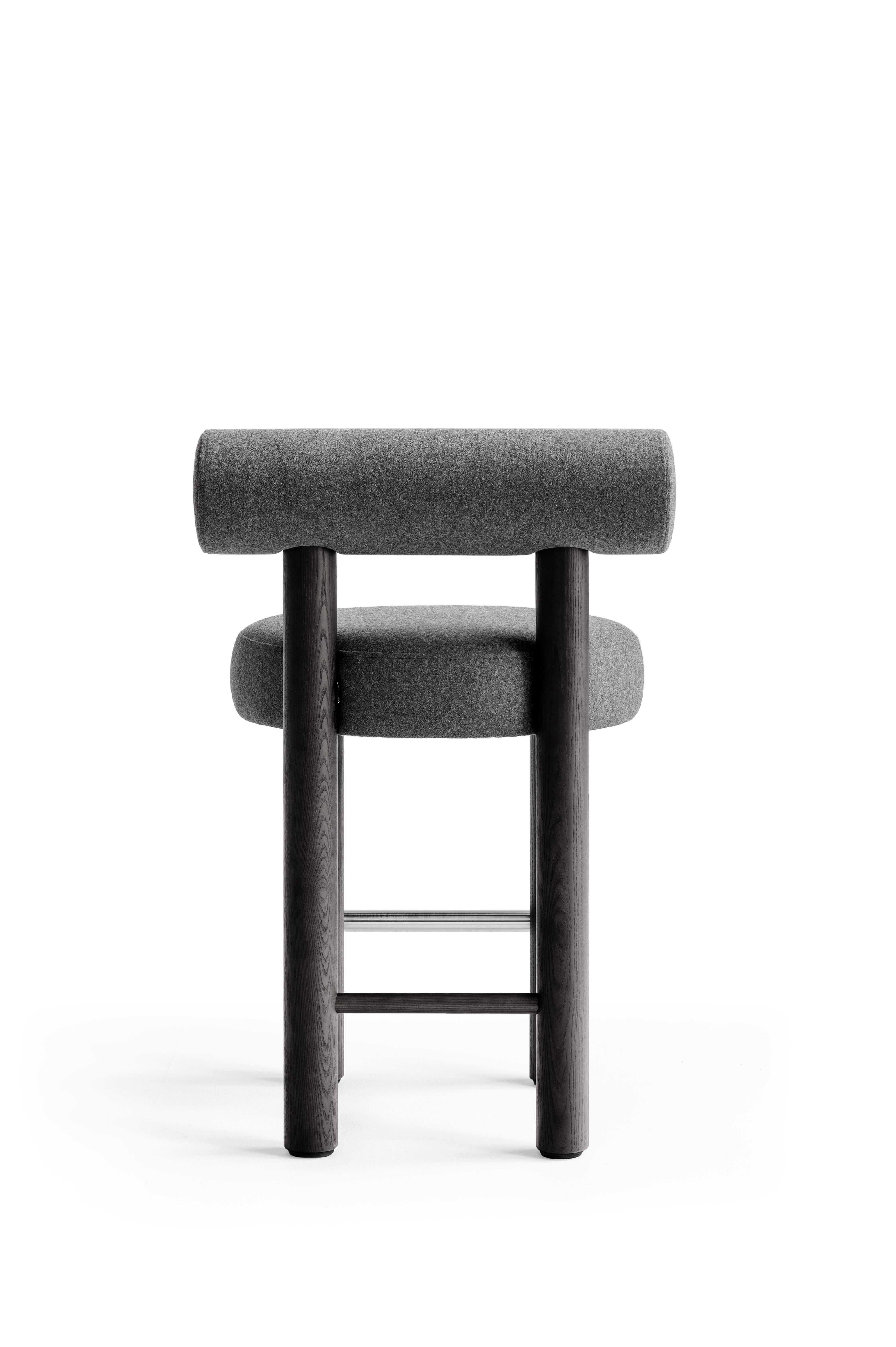 Ukrainian Modern Counter Chair Gropius CS2/65 in Various Fabric with Wooden Legs by Noom