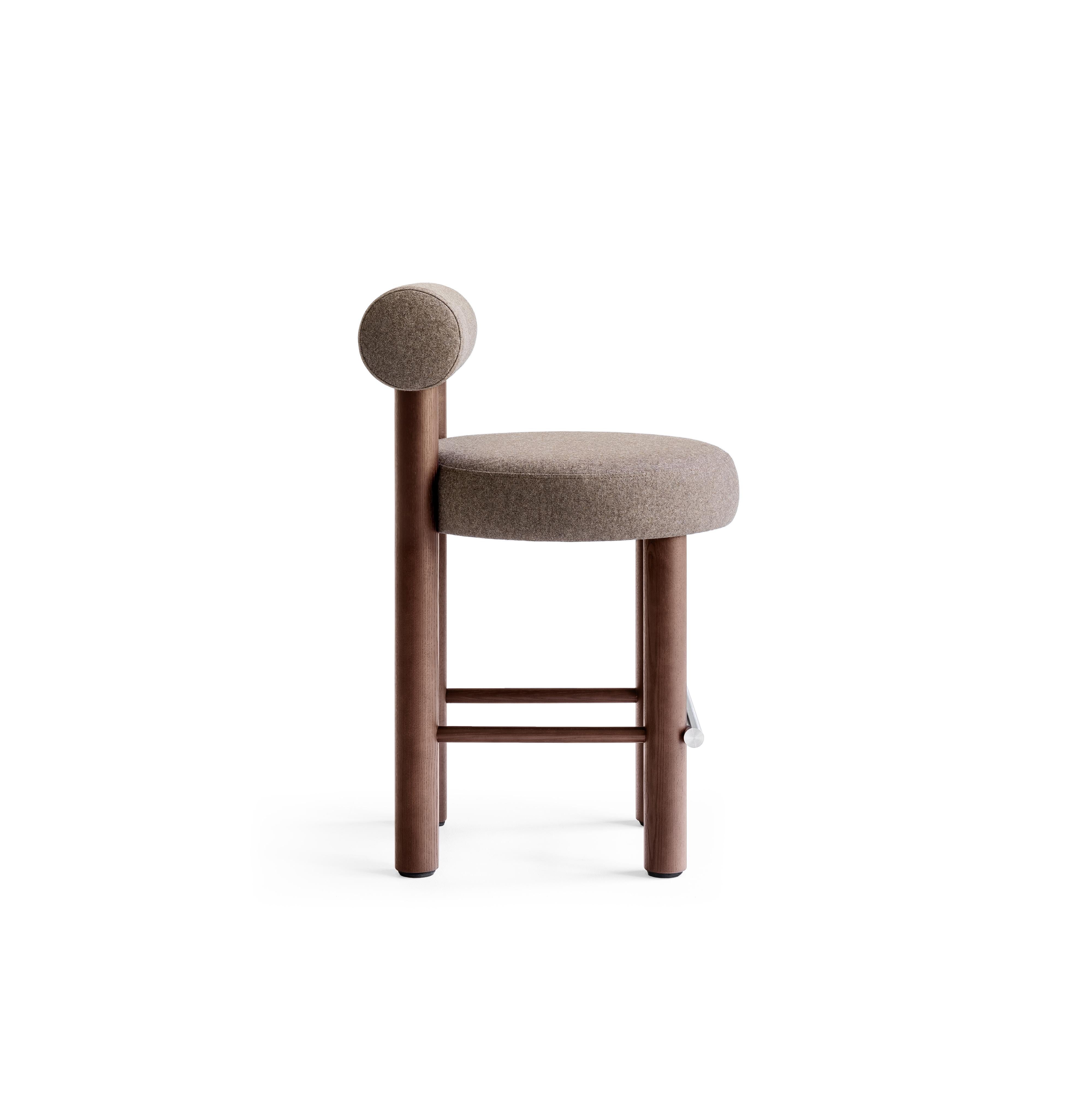 Modern Counter Chair Gropius CS2/65 in Wool Fabric with Wooden Legs by Noom 7