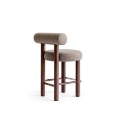 Modern Counter Chair Gropius CS2/65 cm in Wool Fabric with Wooden Legs by Noom
